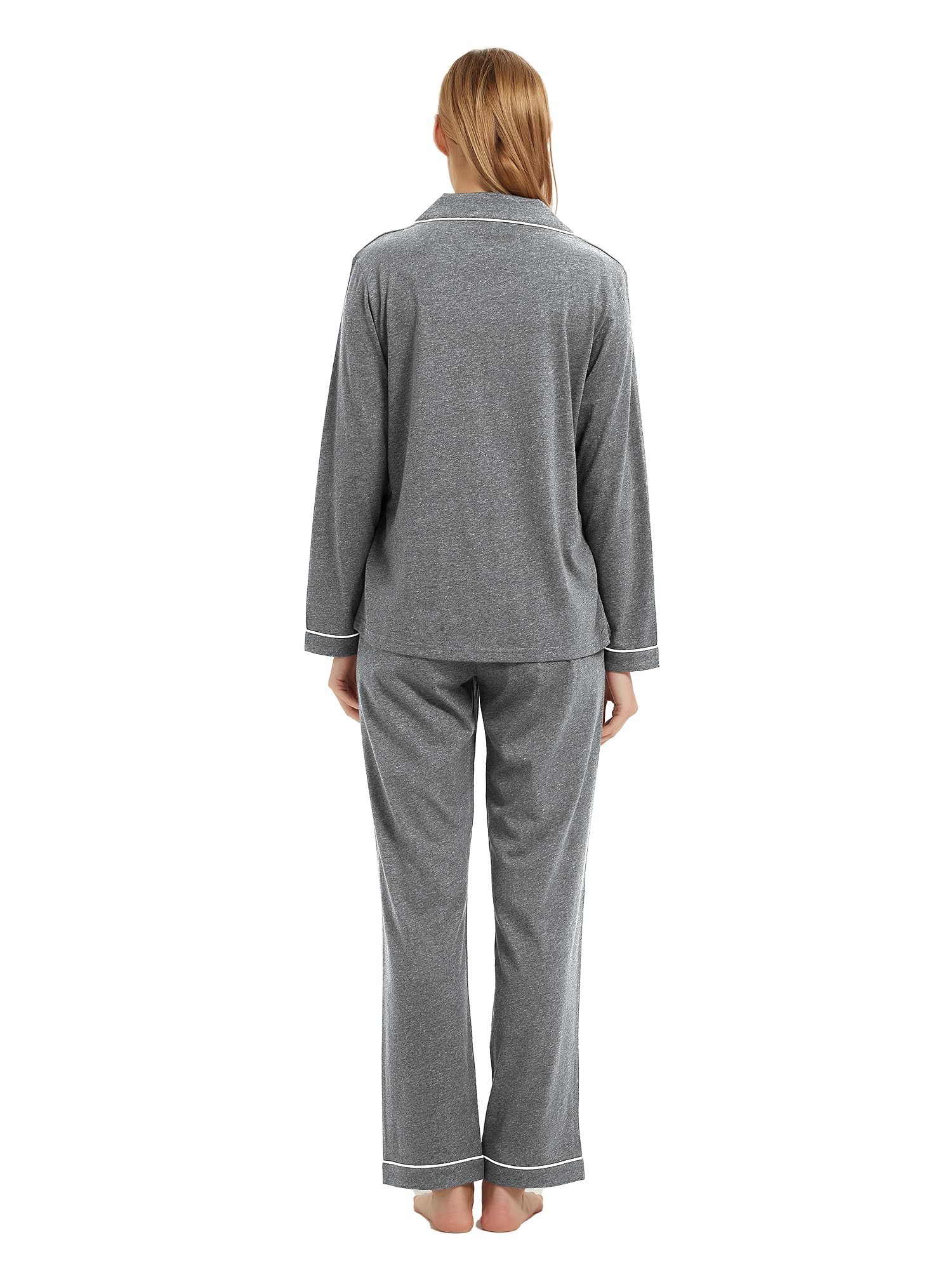 Soft Cotton Pajama Set for Women - Long Sleeve Sleepwear & Lounge Outfit for Home Comfort