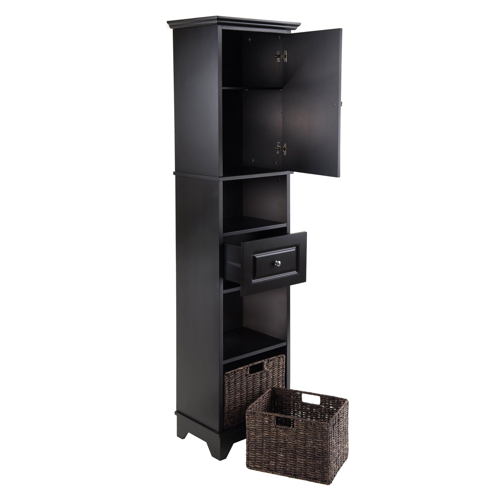 Winsome Wyatt Black Storage Cabinet - Modern Organizer for Home, Office, and Living Room