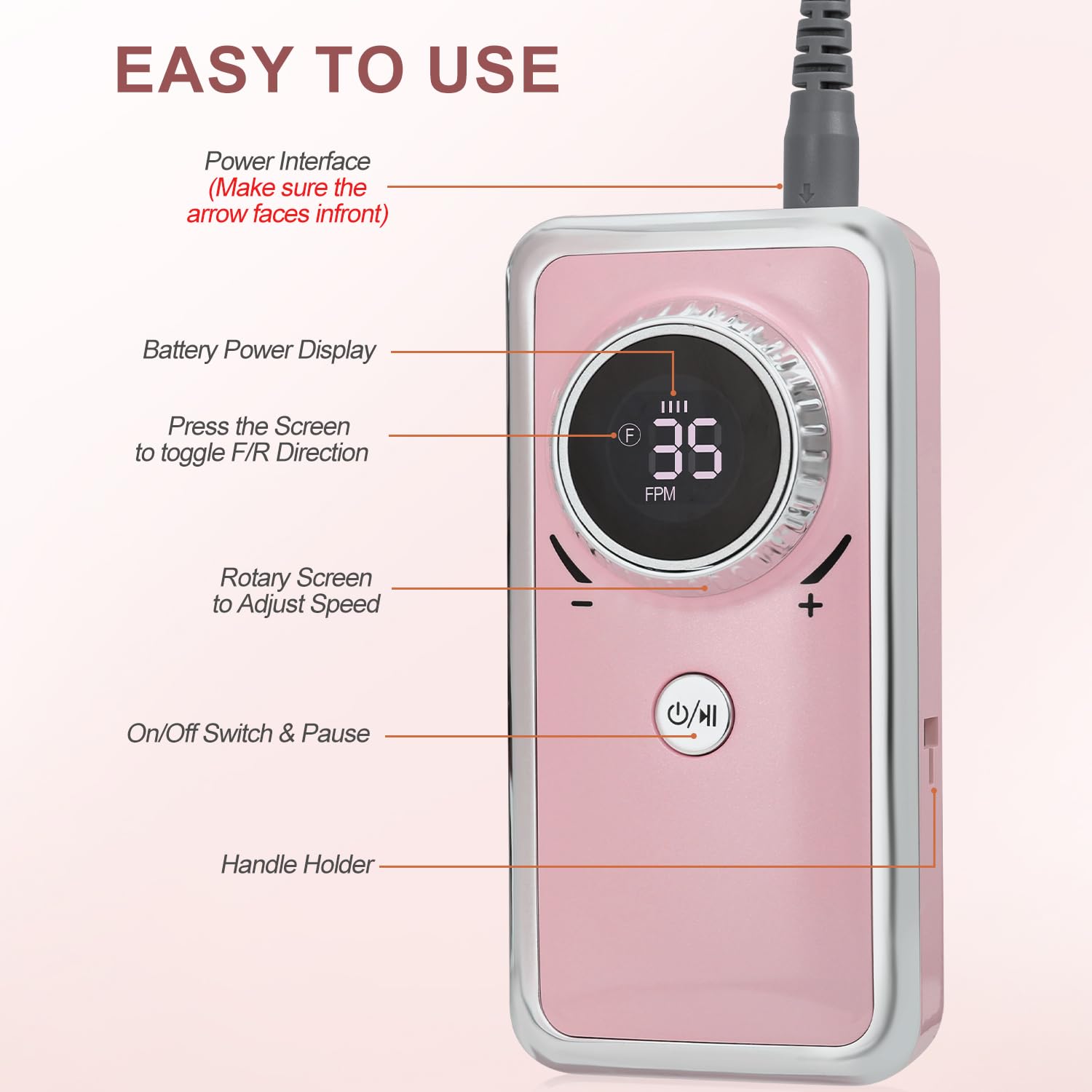 Professional Electric Nail Drill Kit - 35000RPM Portable Rechargeable Efile with LCD Display & 11 Drill Bits | Acrylic Nail Removal, Gel Polish for Home Salon & Professional Use | Perfect for Manicures, Pedicures & Nail Art