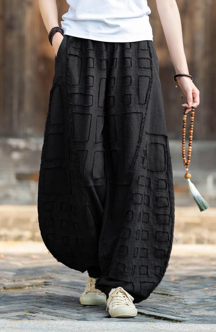Women's Linen Bloomers - Elastic Waist Large Loose Meditation Pants for Yoga, Lounge & Relaxation