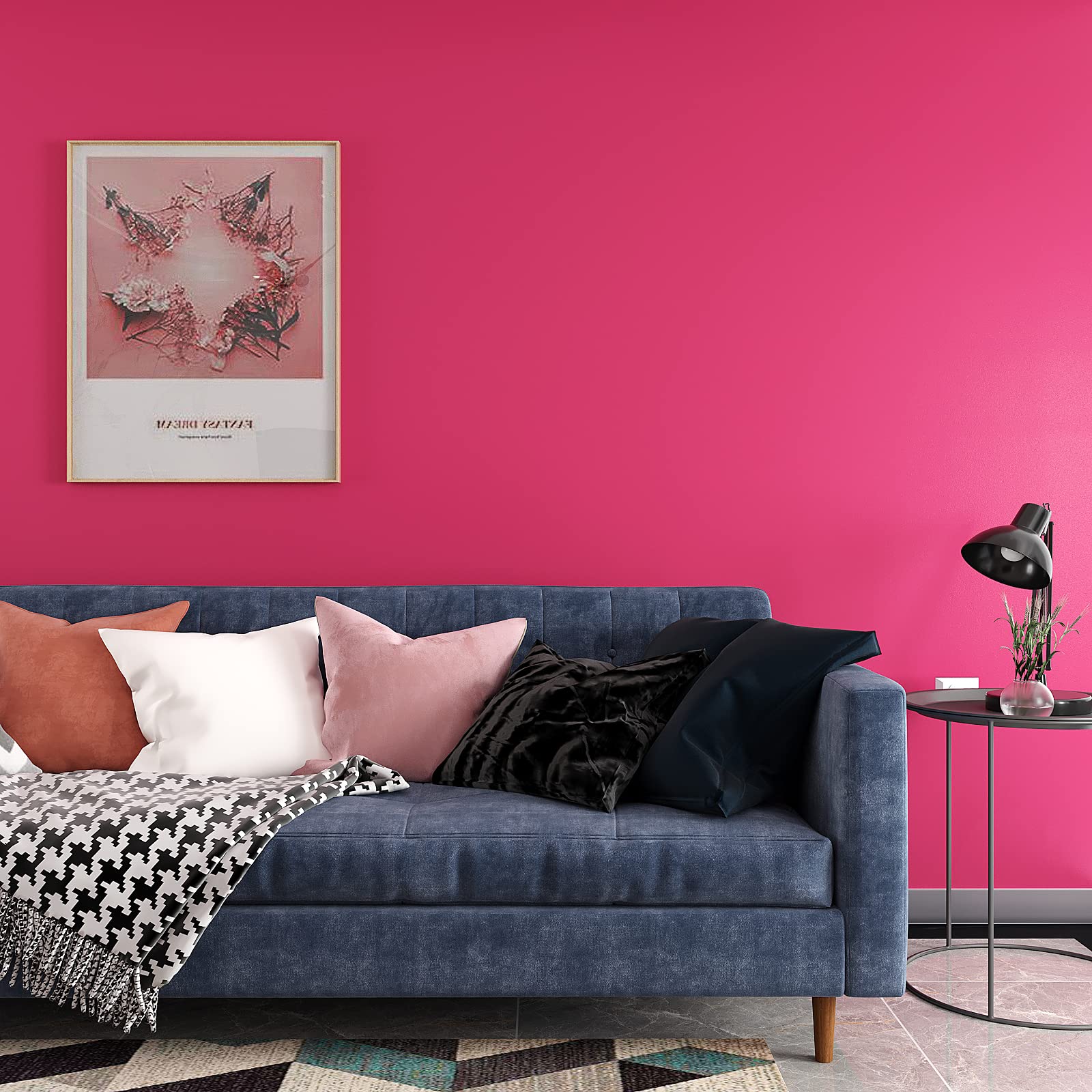 VEELIKE 15.7''x354'' Magenta Pink Peel and Stick Wallpaper - Self-Adhesive Vinyl Contact Paper for Cabinets, Shelves & Walls - Removable Decorative Wallpaper for Girls Bedroom, Nursery & Furniture - Easy DIY Home Decor Upgrade