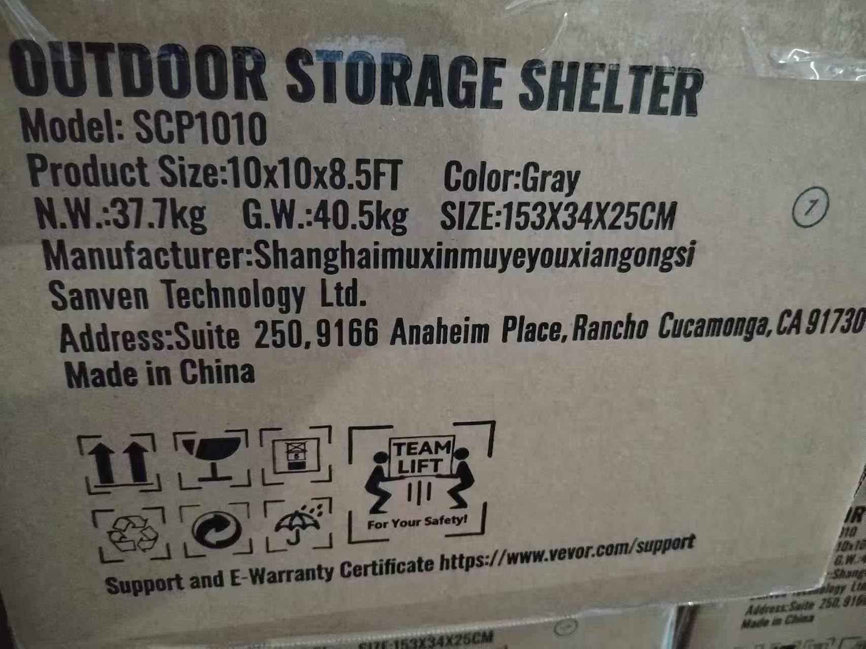 VEVOR 10x10x8.5 ft Heavy Duty Portable Storage Shed Tent - Waterproof Outdoor Shelter with Roll-up Zipper Door & Ventilation for Motorcycle, Bike, Garden Tools - Perfect for Backyard, Patio, and Garage Storage