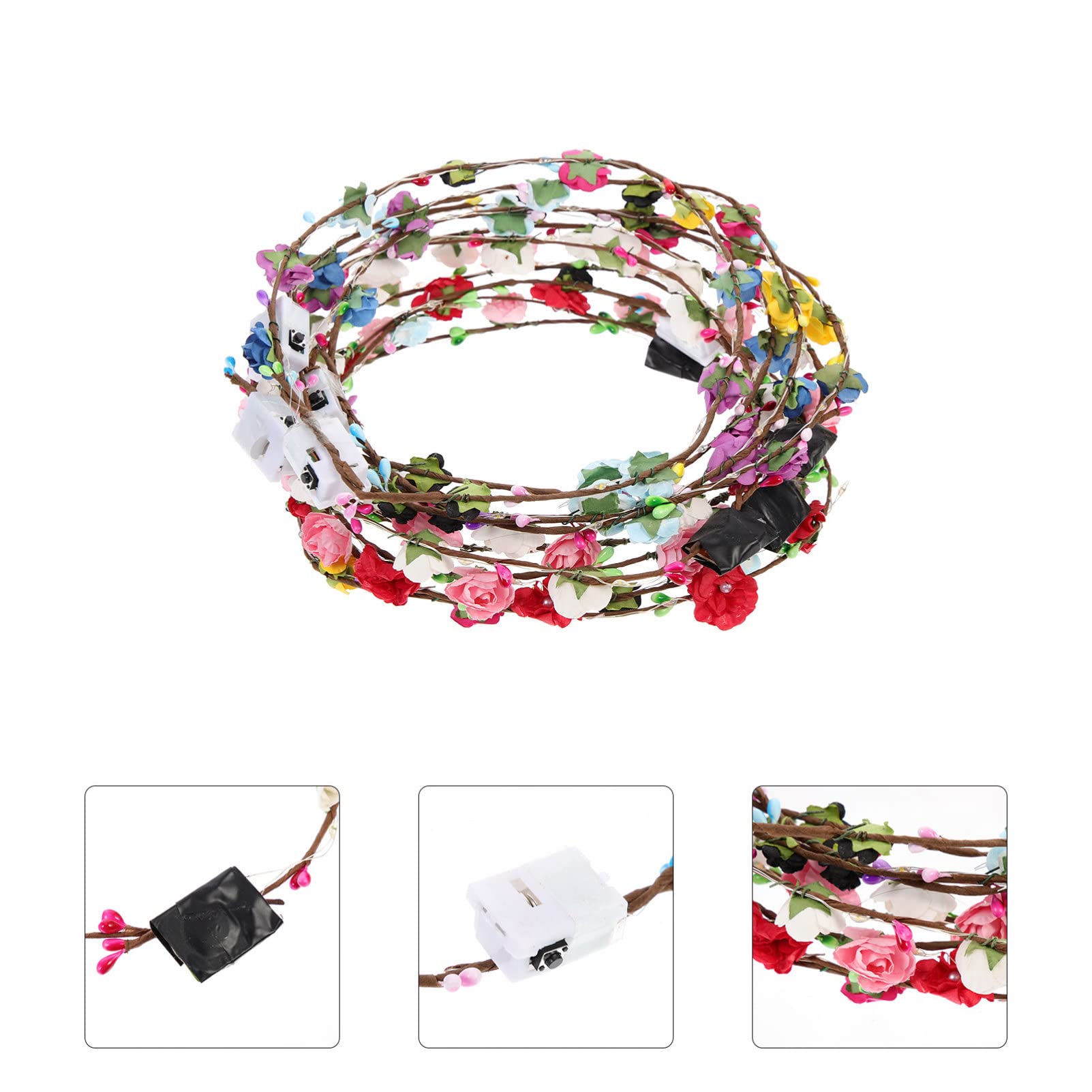Happyyami 10-Pack LED Floral Wreath Headband - Light Up Hair Accessories for Women & Girls - Perfect for Parties, Concerts, Festivals and Photo Shoots