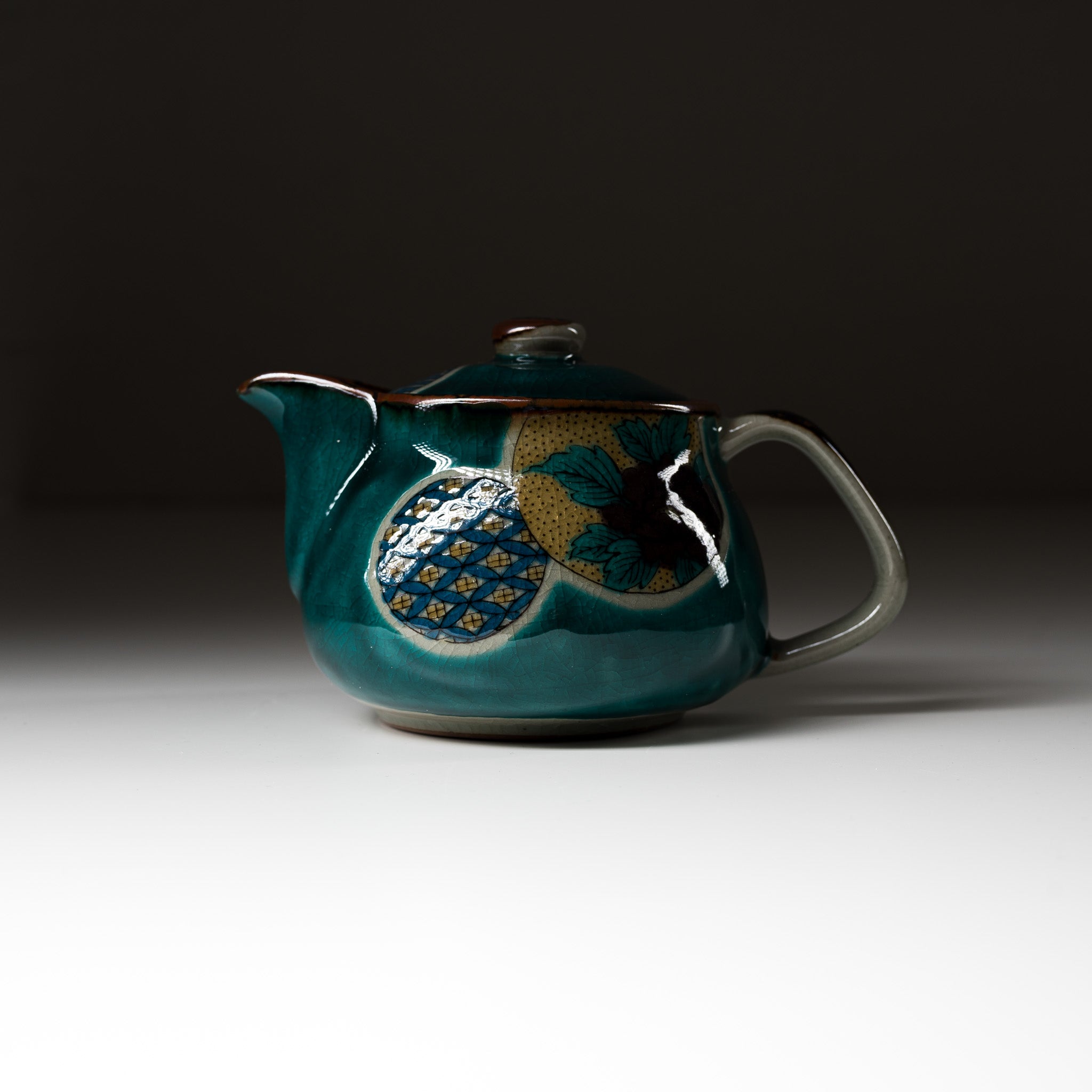 Premium Kutani Ware Japanese Single Tea Pot - Handcrafted Marumon Style Ceramic Teapot for Green Tea, Matcha & Herbal Infusions - Perfect for Tea Ceremonies, Home Use & Gifts