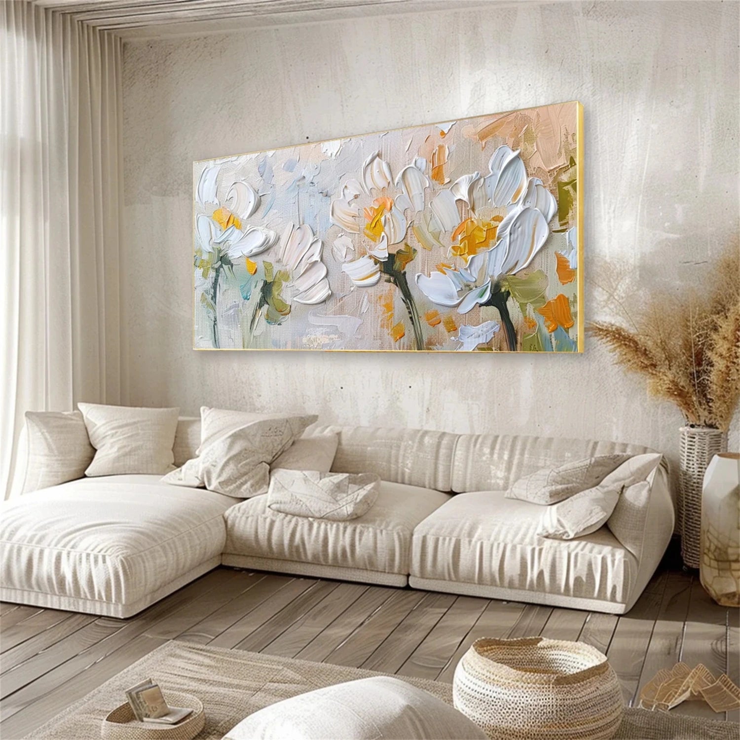 Flower and Tree Painting Canvas Art #FT101 - Handmade Wall Decor for Living Room, Bedroom & Office