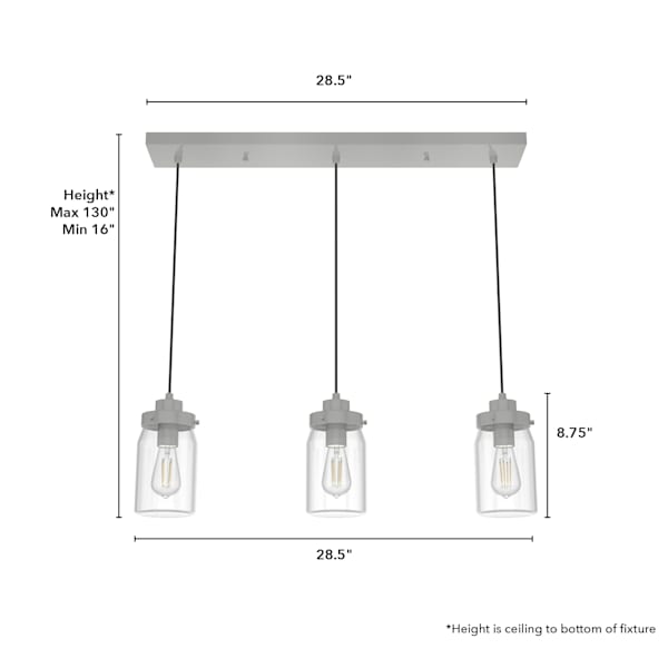 Hunter Devon Park 3-Light Brushed Nickel Chandelier - Elegant Ceiling Lighting Fixture for Dining Room, Bedroom or Living Room Decor