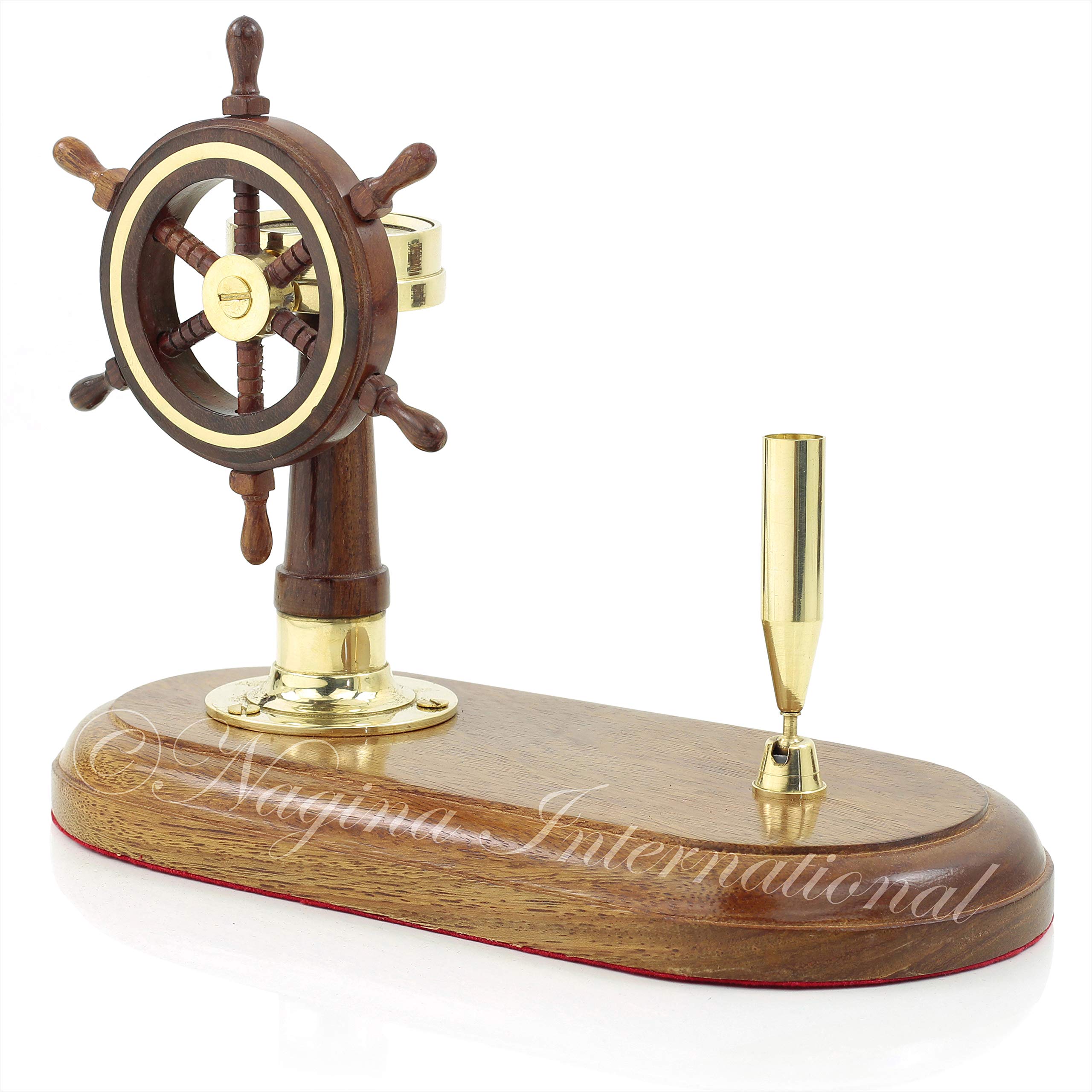 Nautical Pen Holder with Directional Telegraphic Compass - Premium Office Desk Decor | Unique Gift for Sailors, Travelers & Home Office Organization