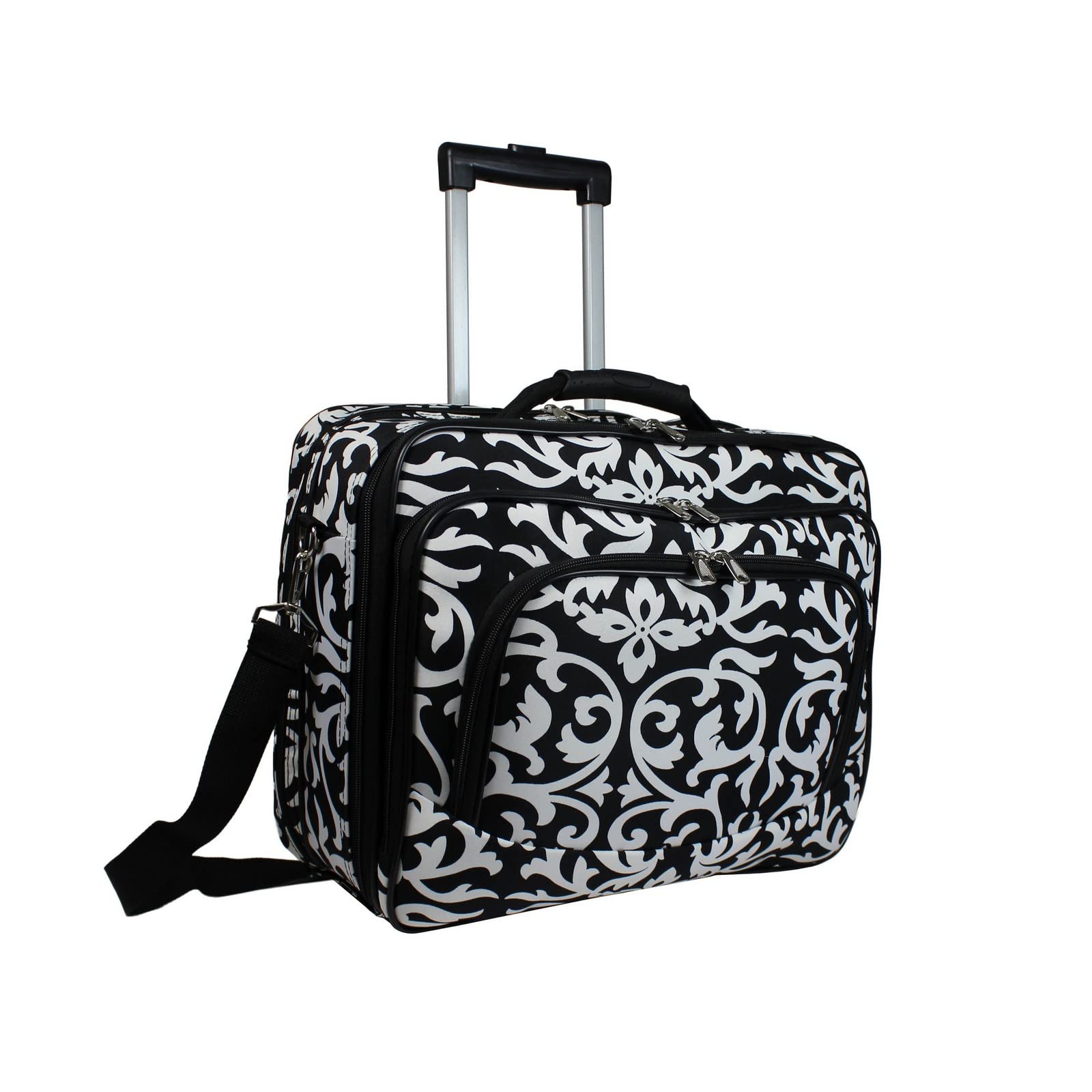 World Traveler Women's Damask Rolling 17-inch Laptop Case - Lightweight Carry-On Luggage for Business Travel & Airplane Use