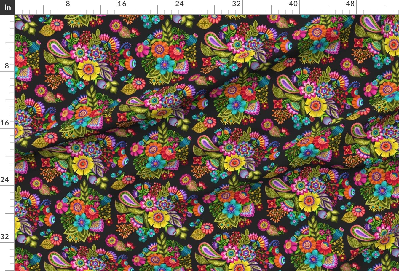Bright Floral Bohemian Rainbow Chintz Printed Minky Fabric by The Yard - Soft Plush Fabric for Sewing Baby Blankets, Quilt Backing & DIY Plush Toys - Perfect for Nursery Decor, Home Crafts & Gift Making