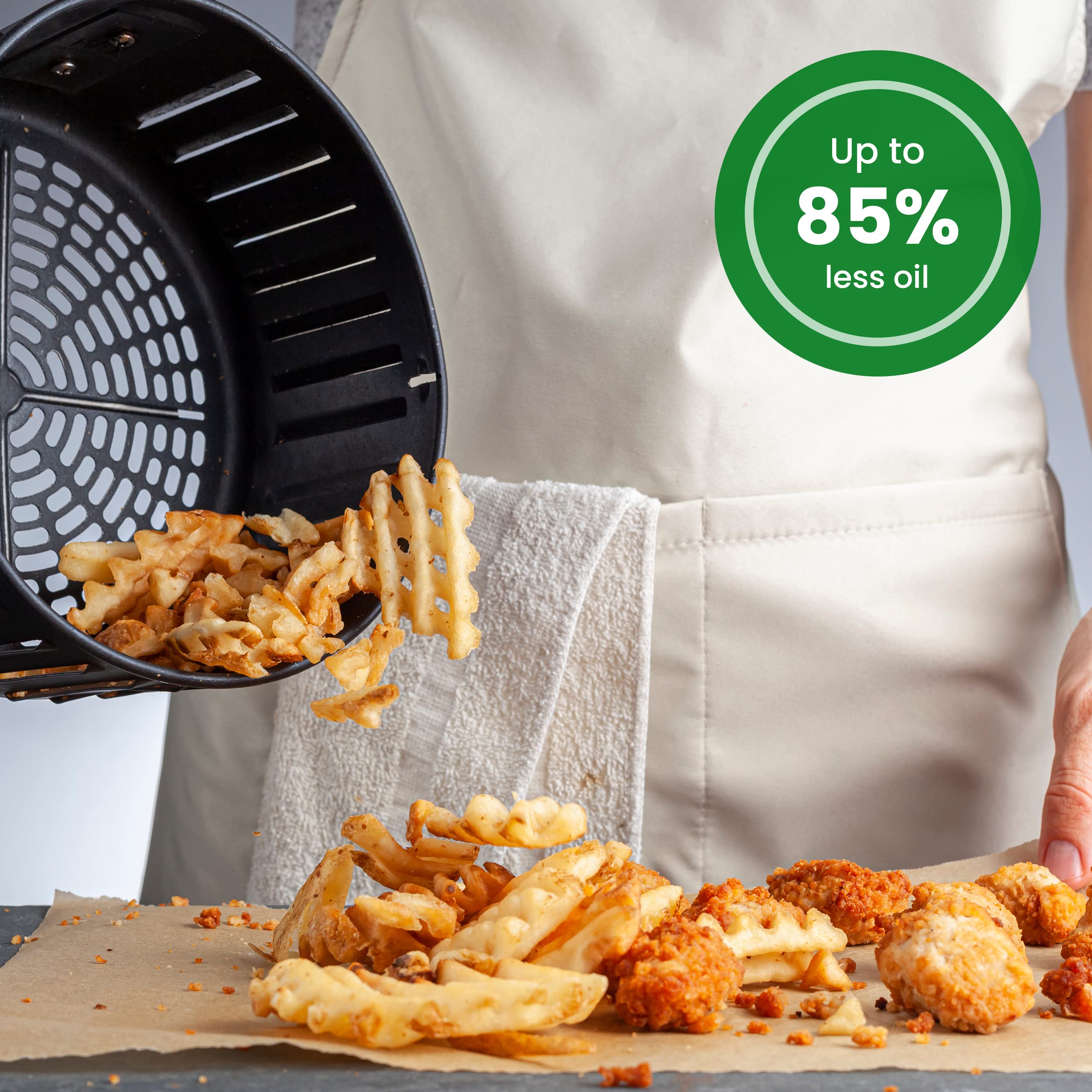 NutriChef 3.7 Qt Digital Air Fryer Oven - Stainless Steel Oil-Free Convection Cooker with Basket Pan for Healthy Frying, Baking & Grilling | Perfect for Family Meals, Quick Snacks & Low-Fat Cooking (Black)