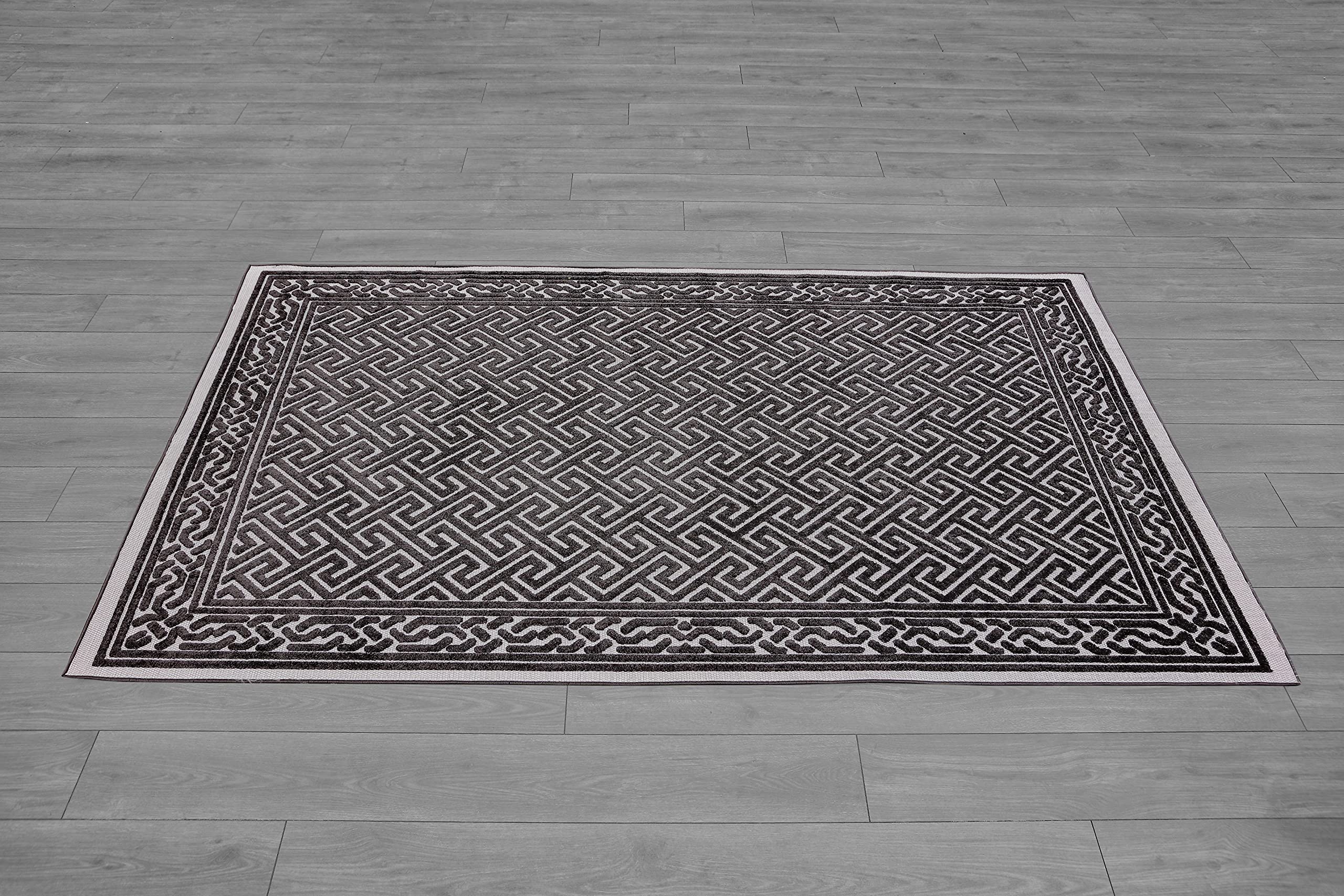Ladole Rugs Santorini Gray/Black Geometric Area Rug - Modern Bohemian Design for Living Room, Bedroom & Office Decor