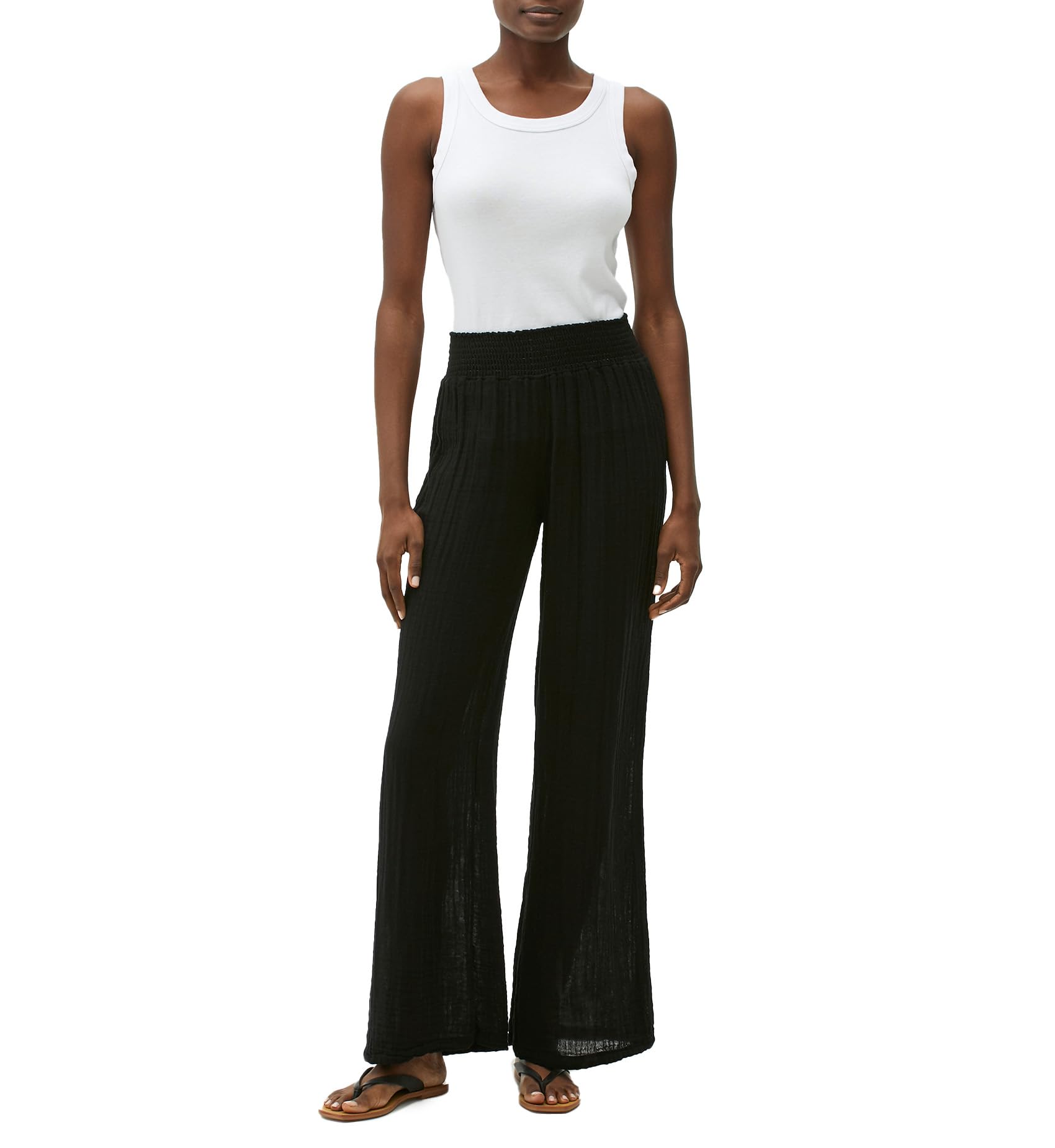 Michael Stars Women's Susie Gauze Pants - Casual Elastic Waist Loose Fit Summer Beach Pants for Travel, Yoga & Lounge Wear