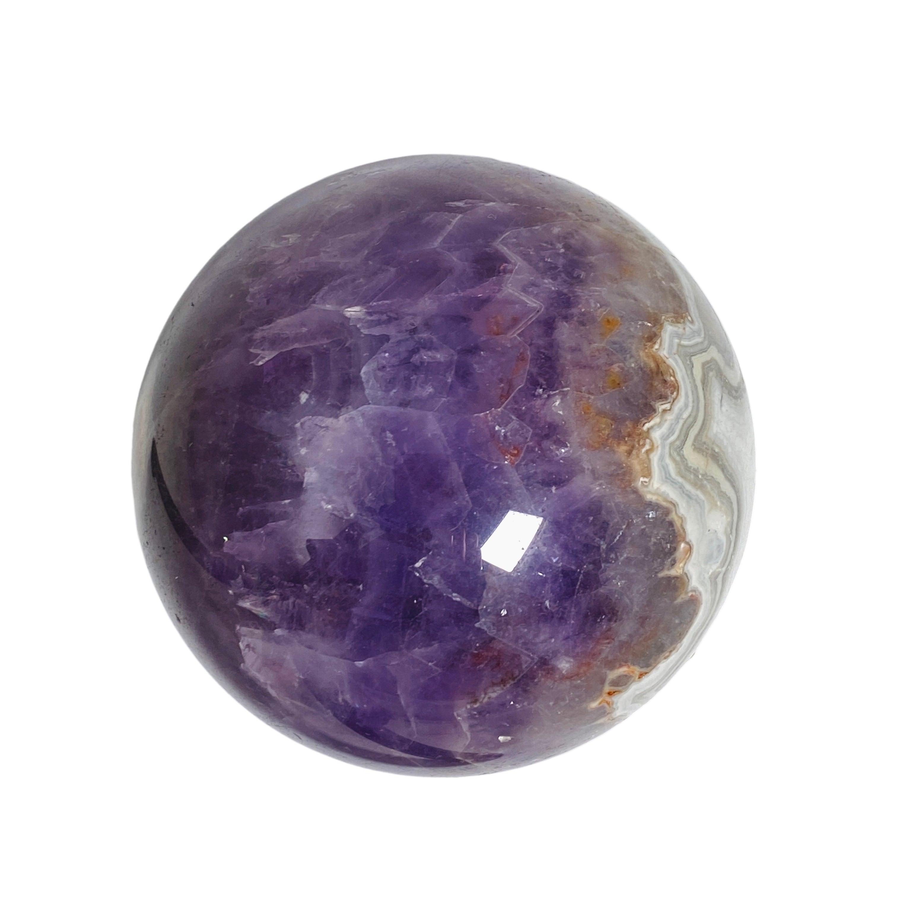 Natural Amethyst Agate Sphere - Healing Crystal for Meditation, Yoga & Home Decor - AMAS 02