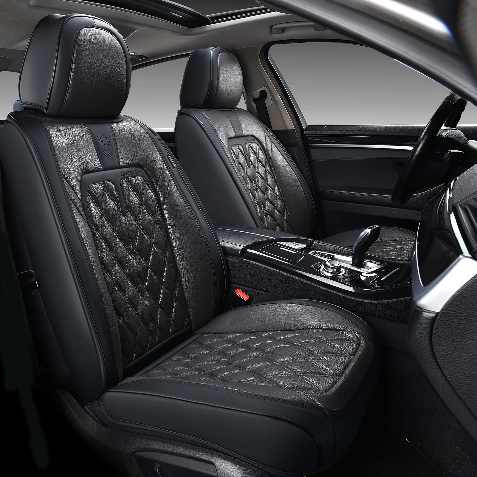 Premium 2-Pack Universal Car Seat Covers - Waterproof, Dirt-Resistant & UV-Protected Luxury Leathaire Front Seat Protectors for Most Vehicles (Black) | Perfect for Daily Commute, Road Trips & Pet Owners