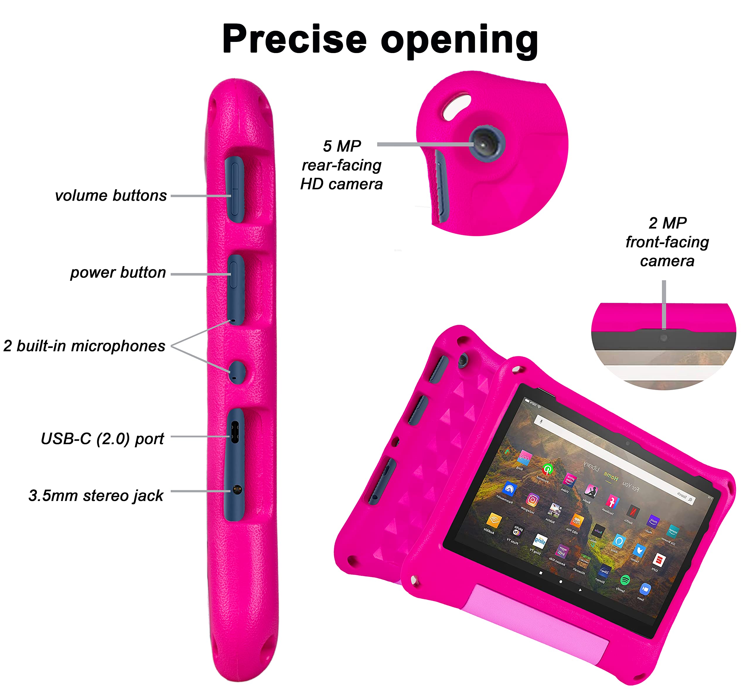 2023 New 10-inch Tablet Case for iPad 10 (2021/2023 11th/13th Gen) - Lightweight Anti-Slip Shockproof Kids-Friendly Protective Cover | Compatible with 10-inch Tablets (Not for iPad Pro/Samsung) - Rose Pink | Perfect for School, Travel & Home Use