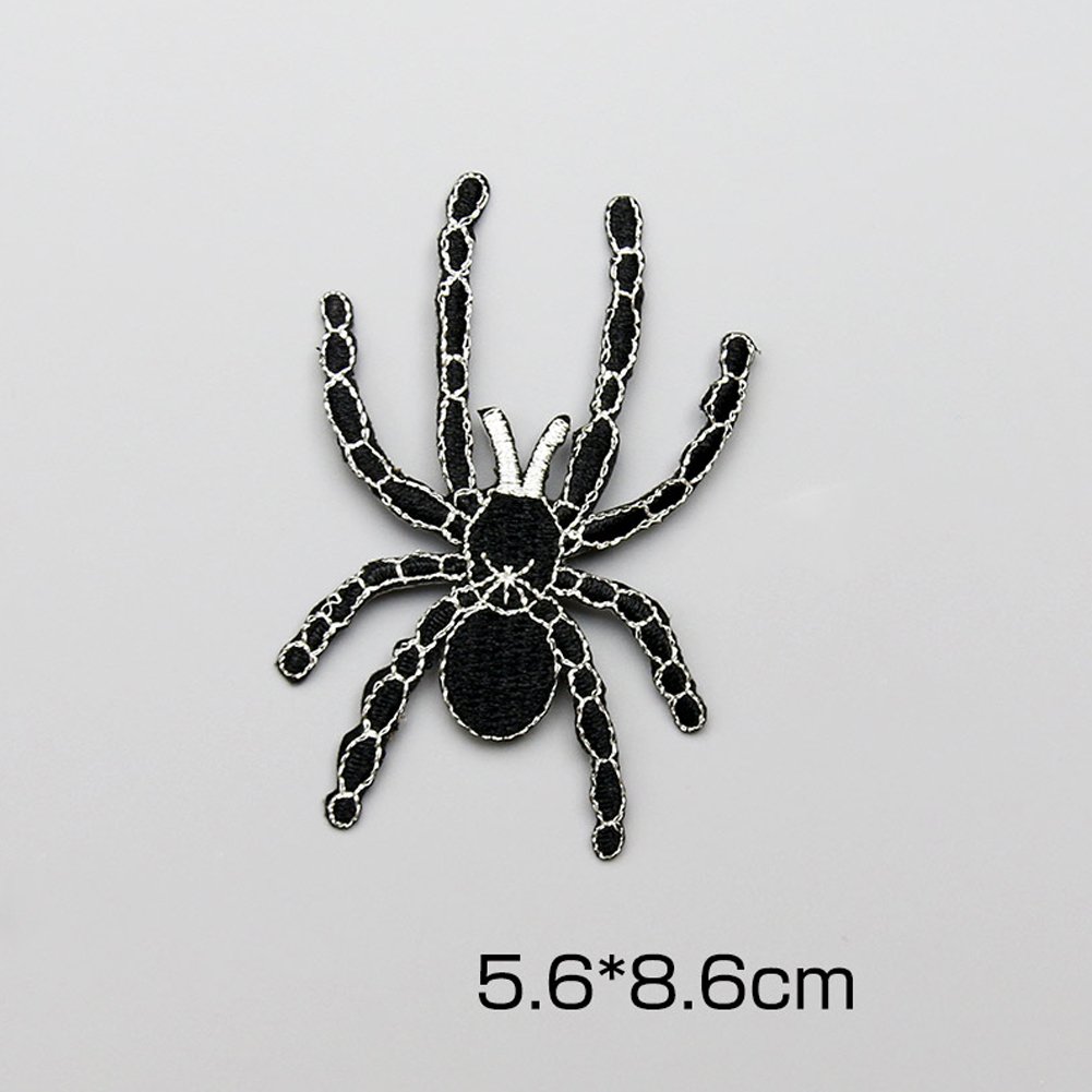 Black Spider Iron-On Embroidered Patch for Clothing - DIY Sew Applique Fabric Badge for Jackets, Hats & Bags - 1 Piece - Perfect for Halloween Costumes & Gothic Fashion Accessories