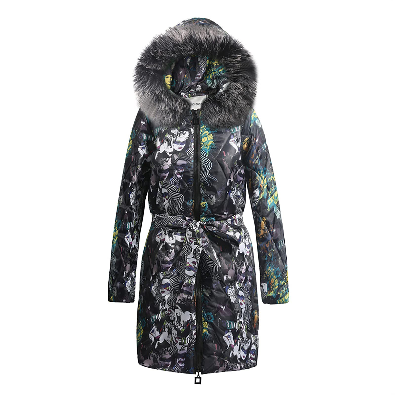 Women's Winter Coats - Plus Size Hooded Down Jacket with Fashion Print, Warm & Cozy Thicken Overcoat for Cold Weather | Perfect for Snow Days, Outdoor Activities & Casual Wear