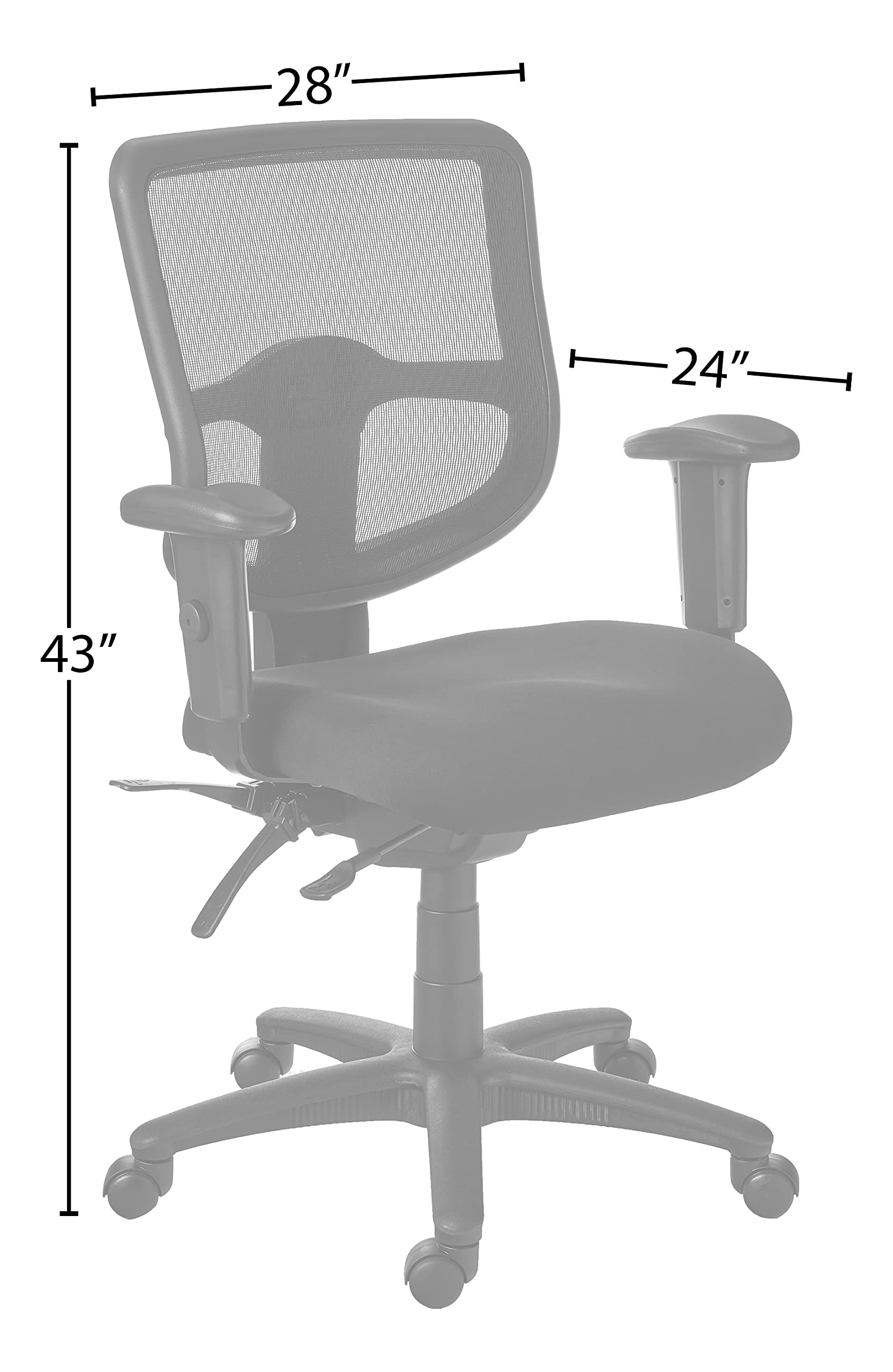 Office Star Ergonomic ProGrid Back Task Chair with Adjustable Lumbar Support - Ratchet Back Height Adjustment & Dual Function Control - Breathable Mesh Office Chair with Arms (Coal FreeFlex) - Perfect for Home Office, Gaming & Workspaces