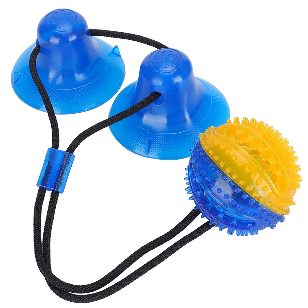 Durable Bite-Resistant Dog Teeth Cleaning Toy with Suction Cup for Dental Health - Orange/Blue