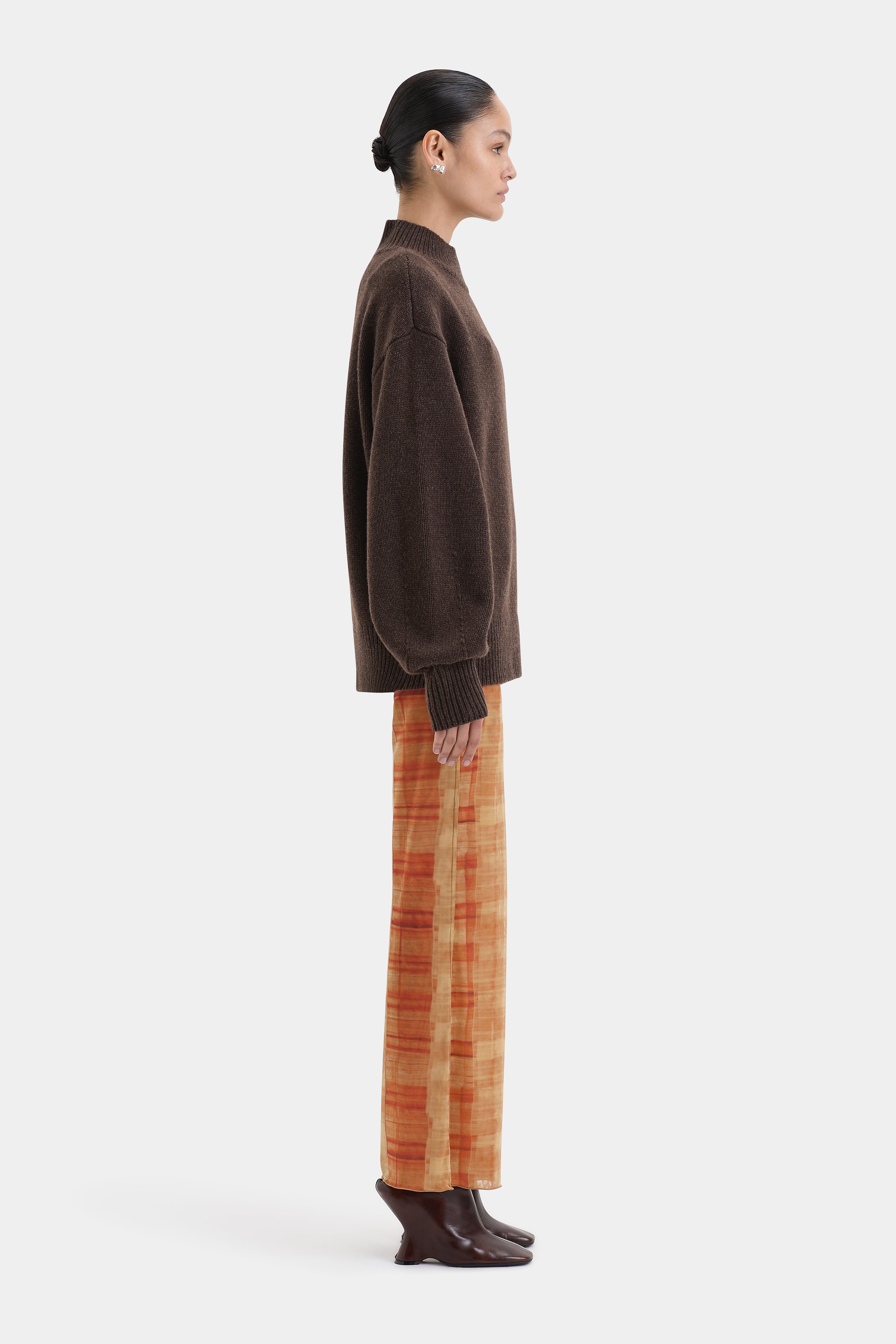 Ferrera Orange Check Pants - Stylish & Comfortable Women's Trousers for Casual Wear & Office Outfits