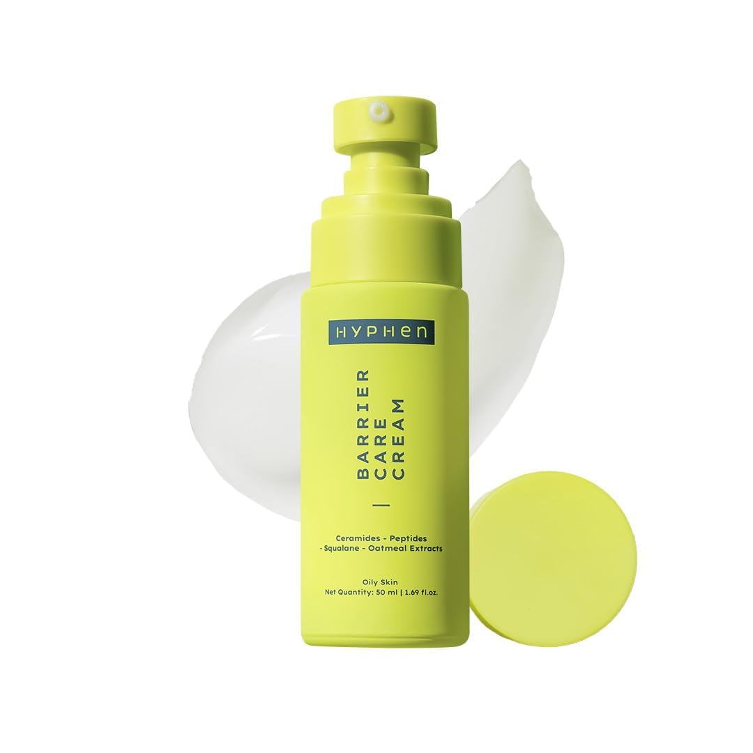 Hyphhen Barrier Care Face Cream for Oily & Combination Skin - Lightweight Peptide & Ceramide Moisturizer | Strengthens Skin Barrier, Deep Hydration | Oil-Free Formula | 50ml | Perfect for Daily Skincare Routine & Nighttime Use