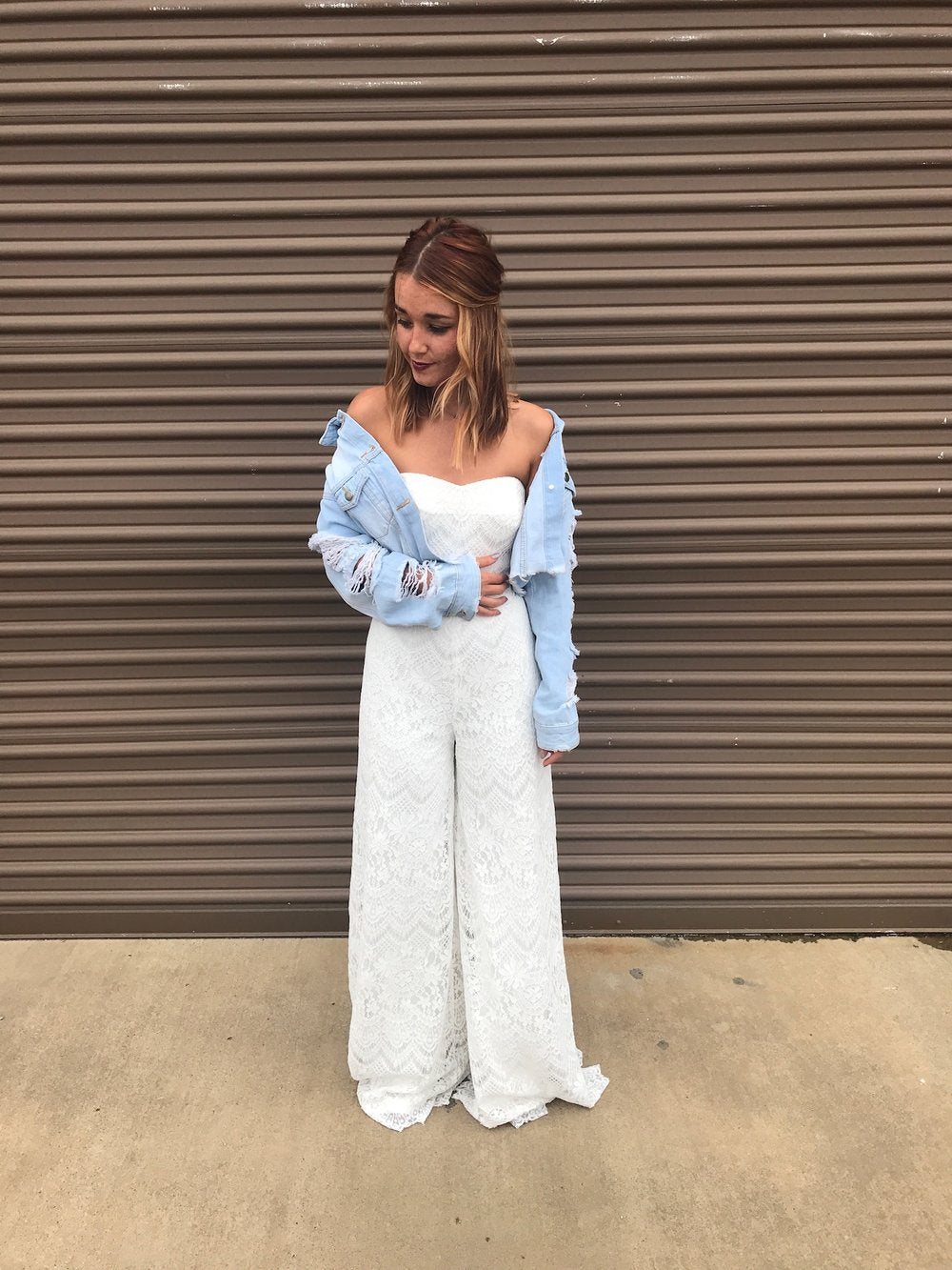 Theia Skyler Elegant Bridal Jumpsuit - White Lace Wedding Romper for Bride, Perfect for Beach Weddings, Elopements & Romantic Photoshoots