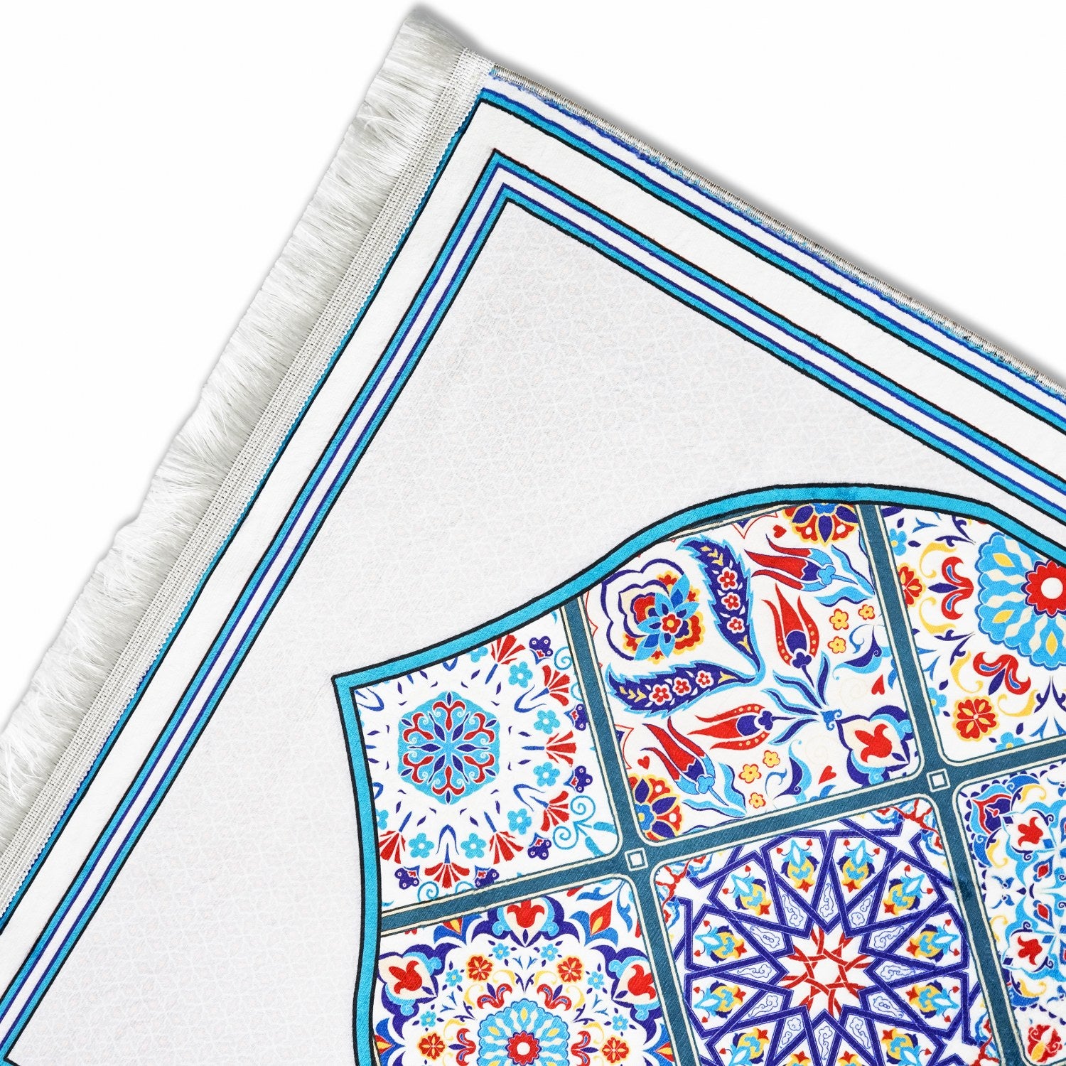 Premium Muslim Prayer Mat - Blue & Green Mosaic Design Islamic Prayer Rug for Home, Mosque & Travel - Non-Slip, Portable & Comfortable for Daily Salah Prayers