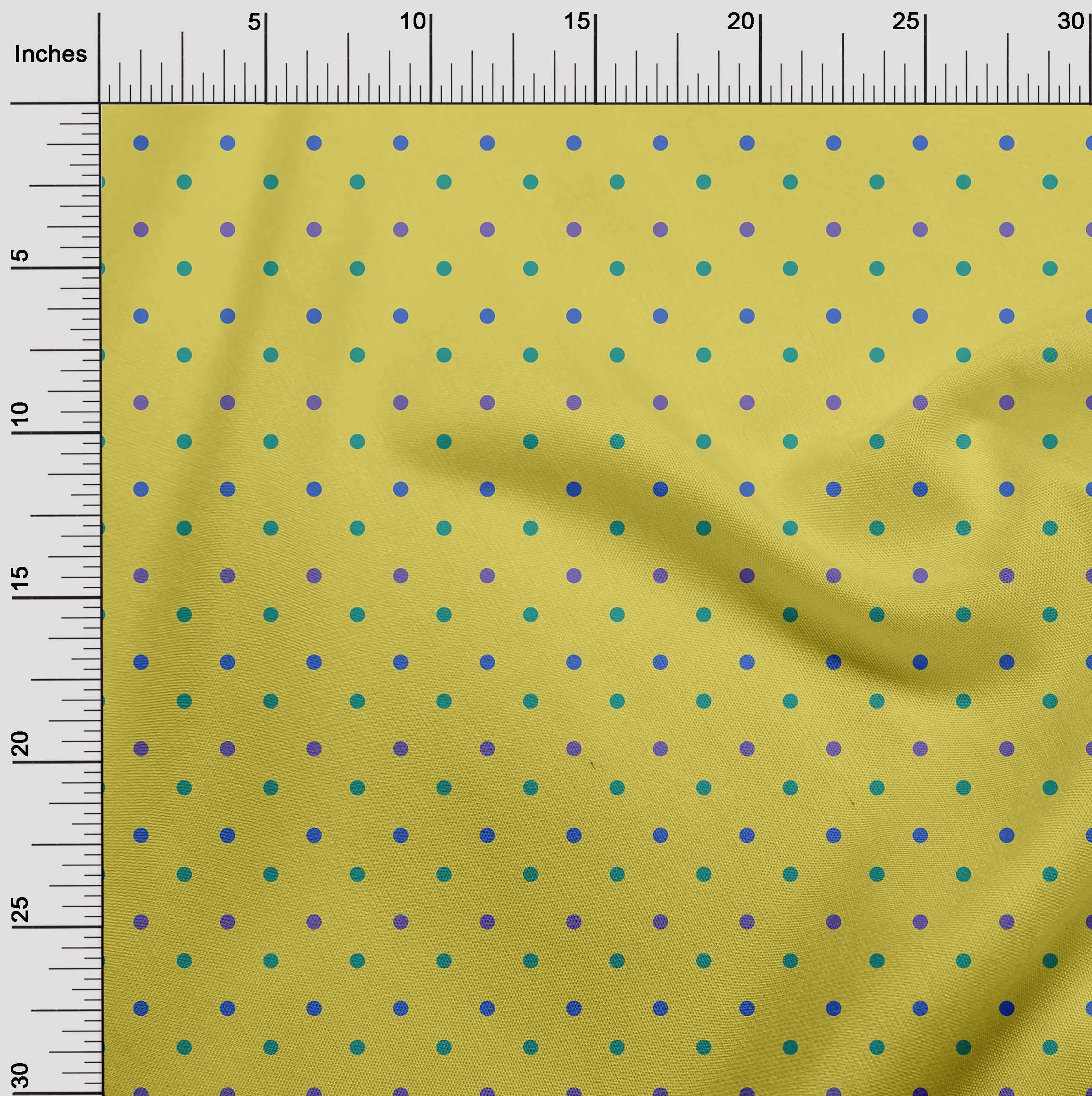 oneOone Velvet Yellow Fabric with Dots - 58 Inch Wide Printed Sewing Material by The Yard for DIY Clothing & Crafts | Perfect for Dresses, Home Decor & Upholstery Projects