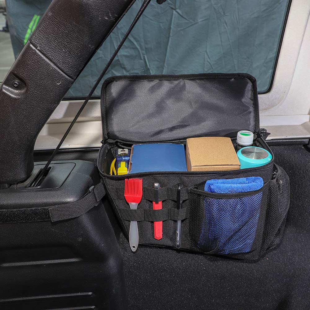 JeCar Trunk Storage Organizer Bag for 2018-2023 Jeep Wrangler JL/JLU (Sport, Sahara, Rubicon, Willys) - 2-Piece Interior Cargo Organizer | Perfect for Road Trips, Camping & Off-Road Adventures