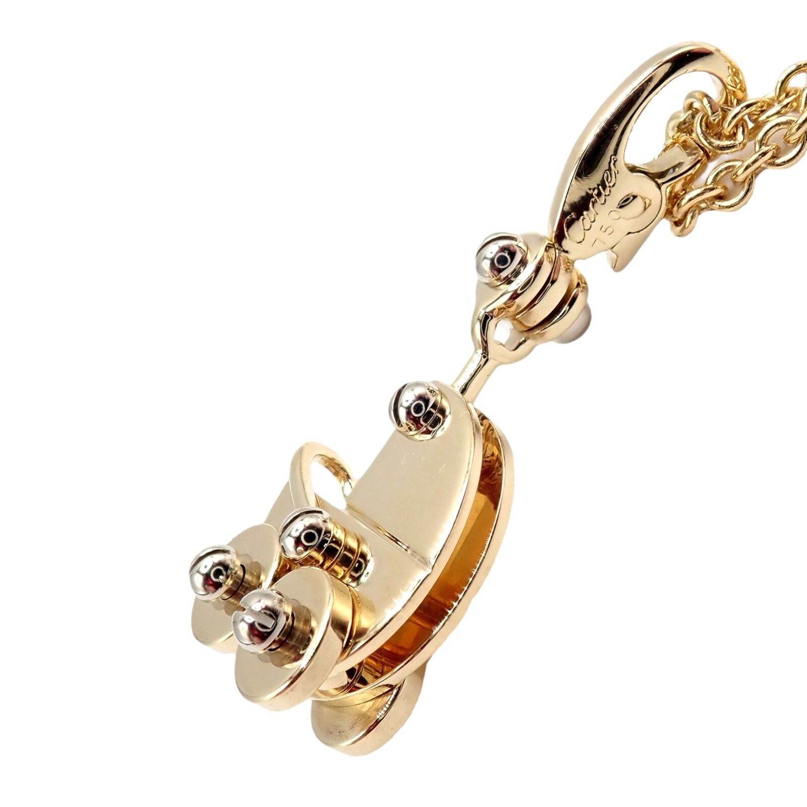 Authentic Cartier 18K Yellow Gold Baby Carriage Charm Pendant Necklace - Perfect Gift for Newborns, Baby Showers & First Birthdays | Elegant Jewelry for Moms & Grandmothers