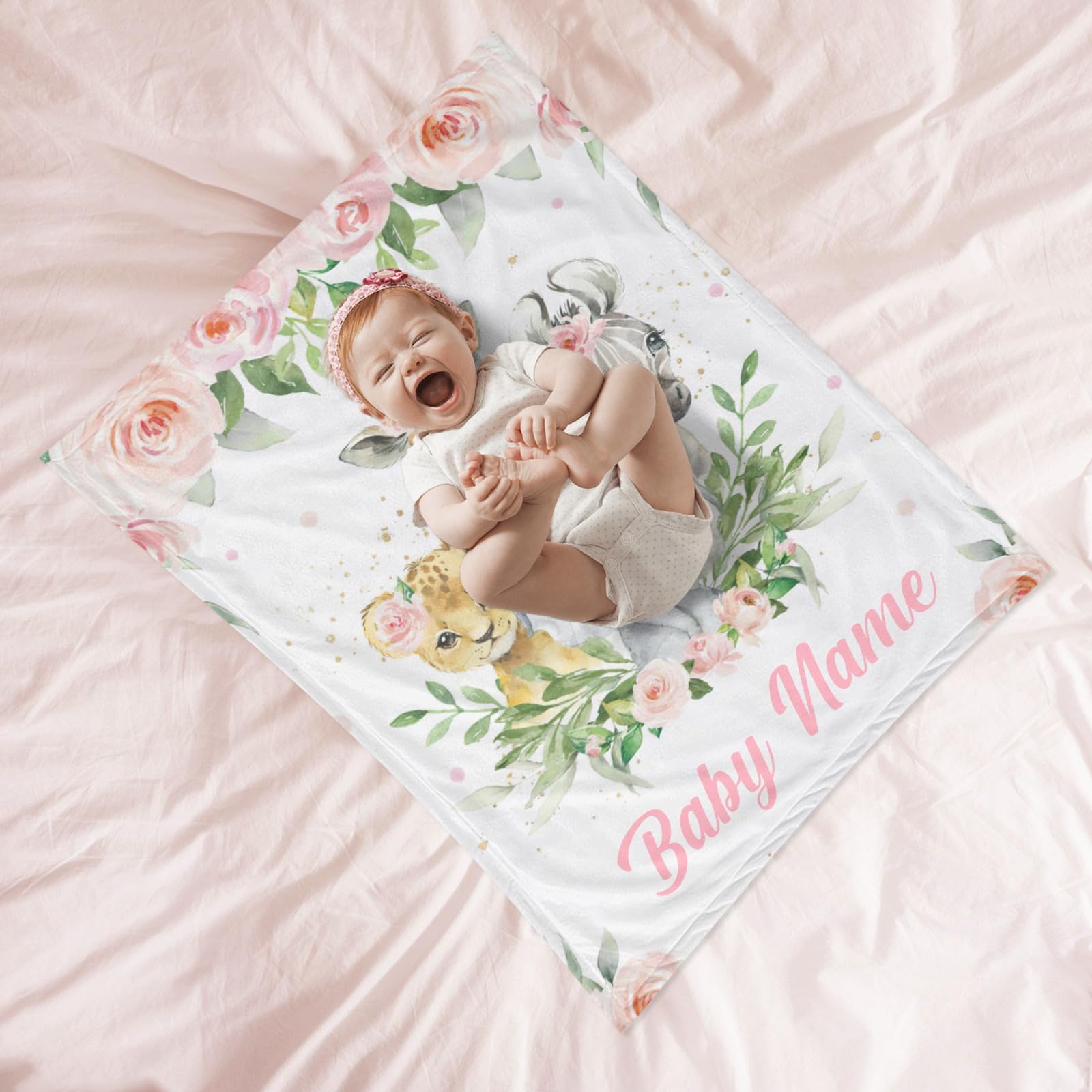 Custom Personalized Baby Blanket with Name - 60x80 Inch Soft Pink Receiving Blanket for Newborn Girls | Perfect Baby Shower Gift & Nursery Decor | Ideal for Swaddling, Cuddling & Photo Props