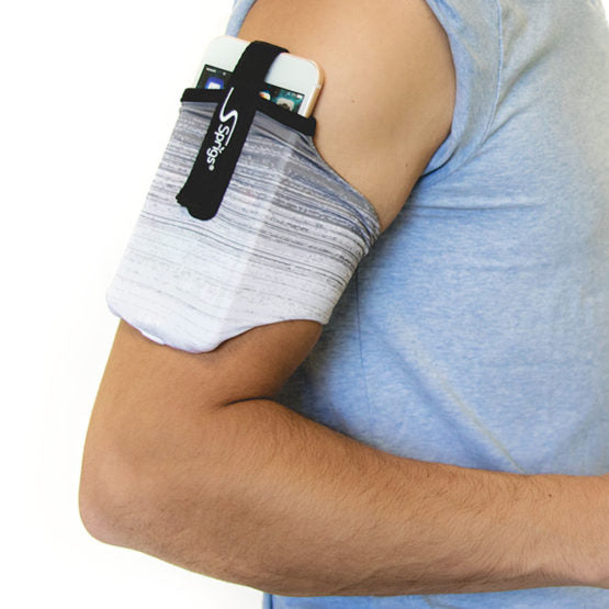BANJEES Running Armband for iPhone & Smartphone - Gray Blitz - Secure & Adjustable Workout Phone Holder for Jogging, Gym & Fitness Activities