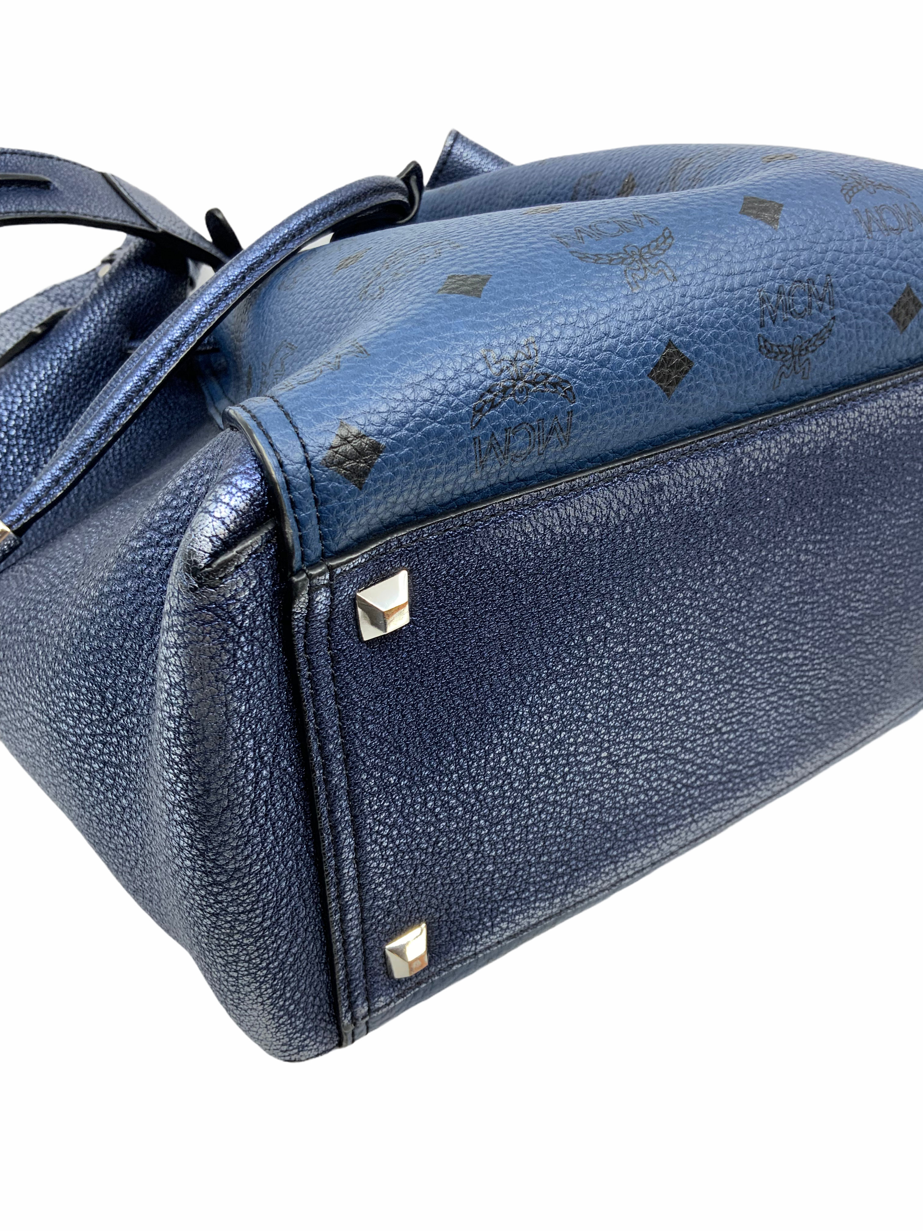 MCM Metallic Goatskin Monogram Logo Canvas Bucket Bag - Stylish Designer Handbag for Women, Perfect for Travel, Shopping & Everyday Use