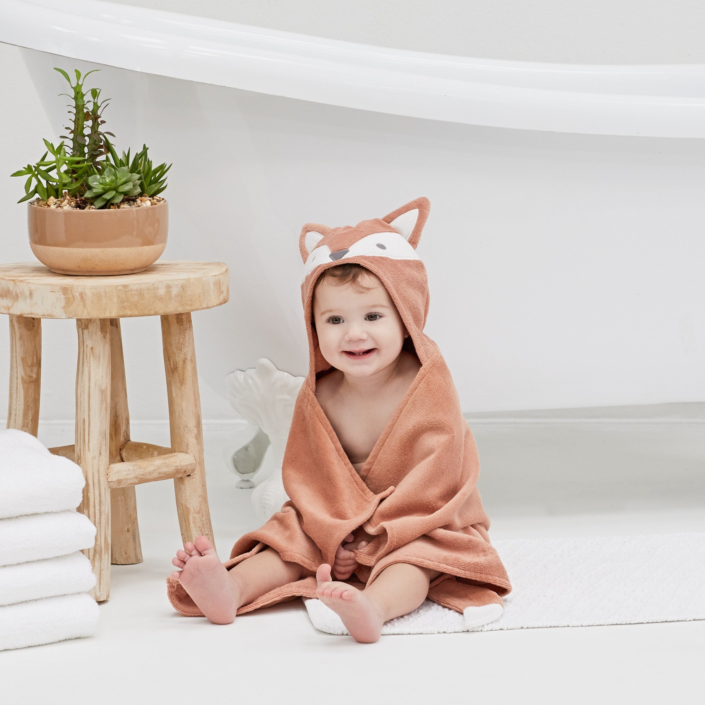 Rust Fox Hooded Baby Bath Wrap - Soft & Absorbent Towel for Newborns & Toddlers - Perfect for Post-Bath Warmth & Playtime