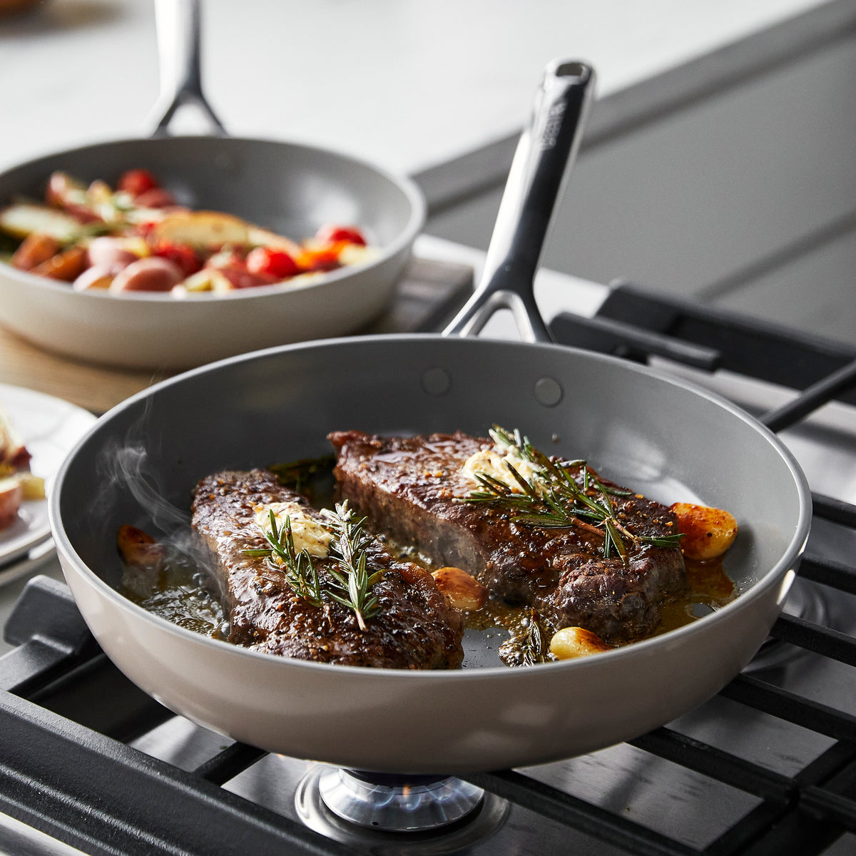 GP5 Colors Ceramic Nonstick 9.5 & 11 Inch Frying Pan Set with Mirror Handles | Taupe Cookware for Healthy Cooking - Perfect for Sauteing, Frying & Everyday Meals