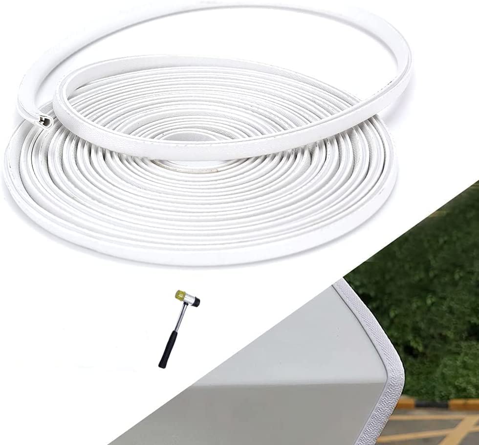 Winunite 32-4/5Ft (10m) Textured White Car Door Edge Guards with Dual Head Rubber Mallet - Universal Fit U-Shape Rubber Edge Trim Protector for Sedans, Trucks, SUVs, ATVs & Boats | Prevent Scratches & Dents in Parking Lots & Tight Spaces