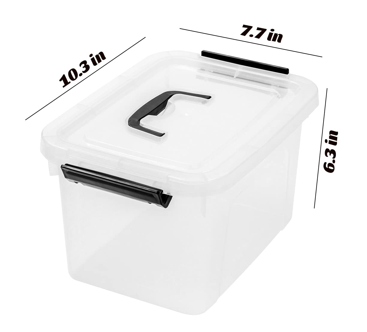 6-Pack 6 Quart Clear Plastic Storage Bins with Latch Lids for Home Organization