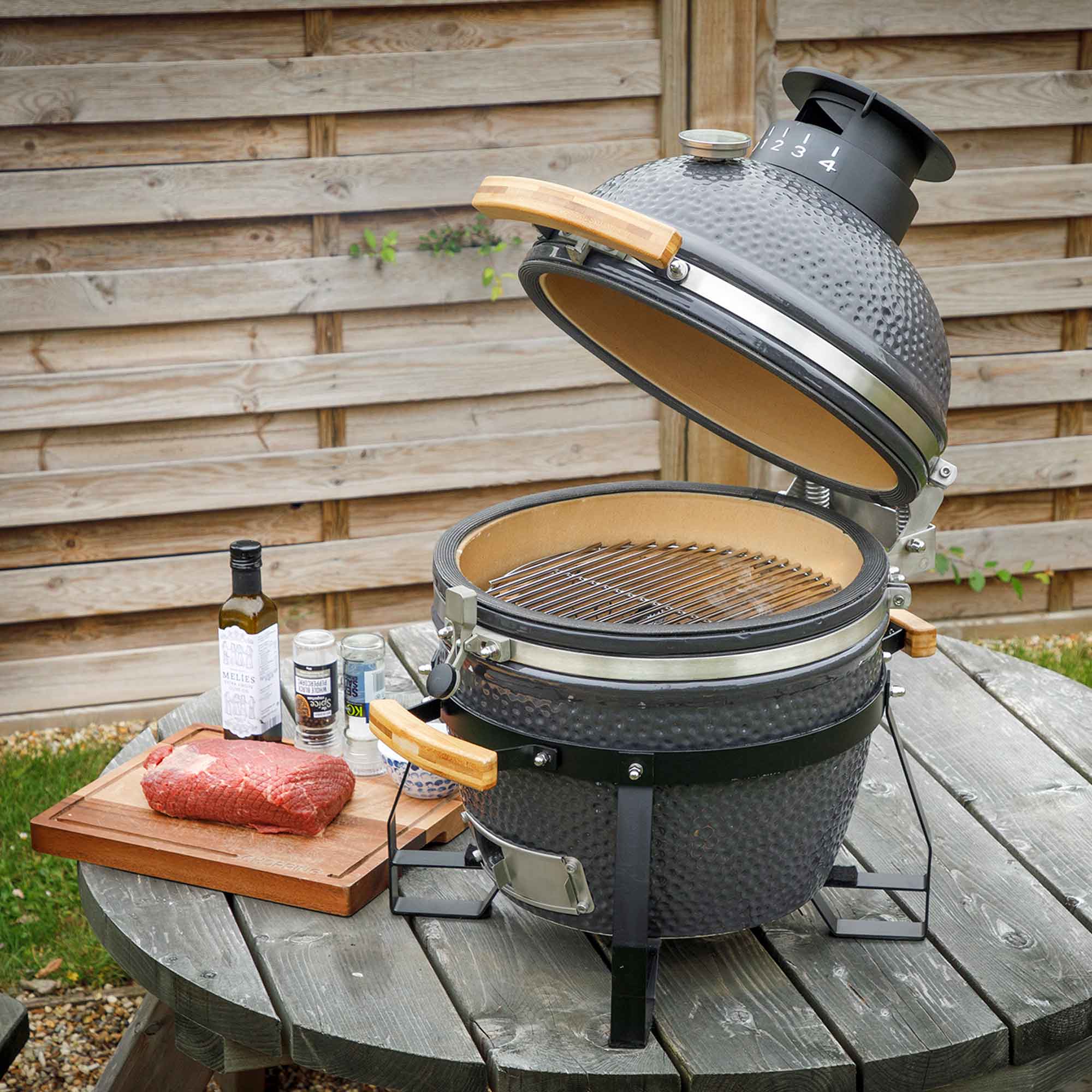 Premium 16-Inch (40cm) Ceramic Kamado Grill - Charcoal BBQ, Oven & Smoker for Outdoor Cooking | Perfect for Backyard Grilling, Smoking Meats & Pizza Baking