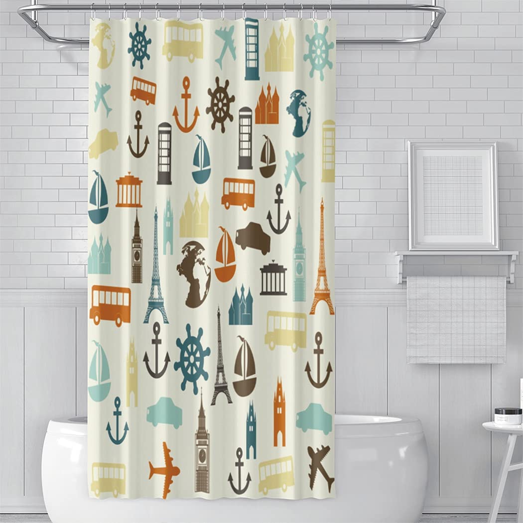 LEKAIHUAI Waterproof Nautical Beige Shower Curtain 54x72 Inches - Bathroom Decor for Coastal Style, Beach Themed Bathrooms & Sailor Inspired Home Decor
