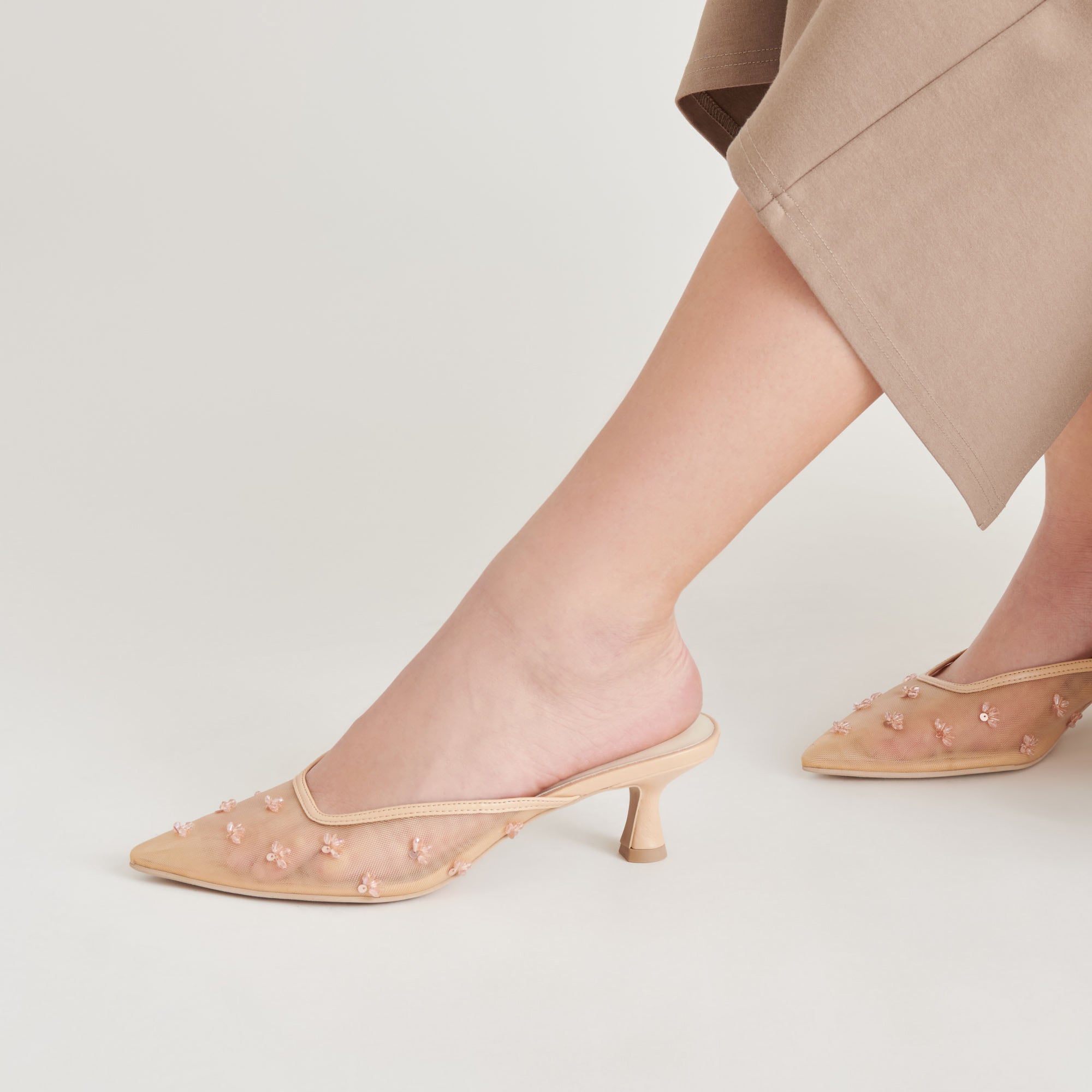 CLARA Women's High Heels - French Vanilla Mesh Pointed Toe Pumps for Work, Party & Evening Wear - Comfortable & Stylish Dress Shoes
