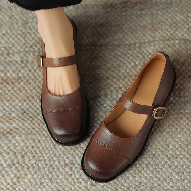 Women's Genuine Leather Loafers - Comfortable Casual Flats for Students & Work | Oxford Style Slip-On Shoes | Extended Sizes 45-48 | Perfect for Office, School & Daily Wear