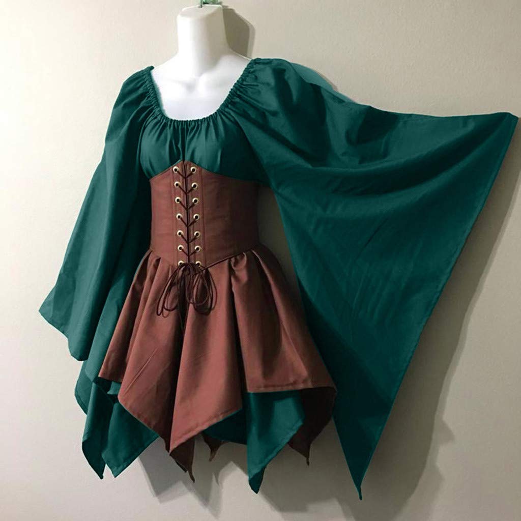 Plus Size Medieval Dress for Women - Short Victorian Costume with Corset | Traditional Irish Dress for Halloween, Cosplay, Renaissance Fairs & Themed Parties