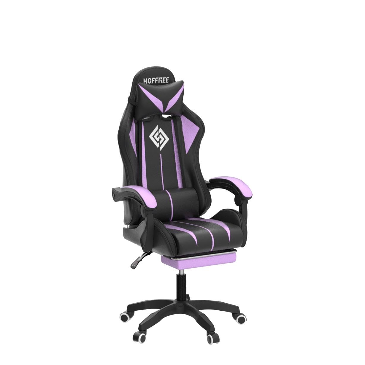 Ergonomic Gaming Chair with Bluetooth Speakers, LED RGB Lights & Massage - High Back Computer Chair with Adjustable Footrest & Lumbar Support (Purple/Black) - Perfect for PC Gaming, Streaming & Home Office Setup