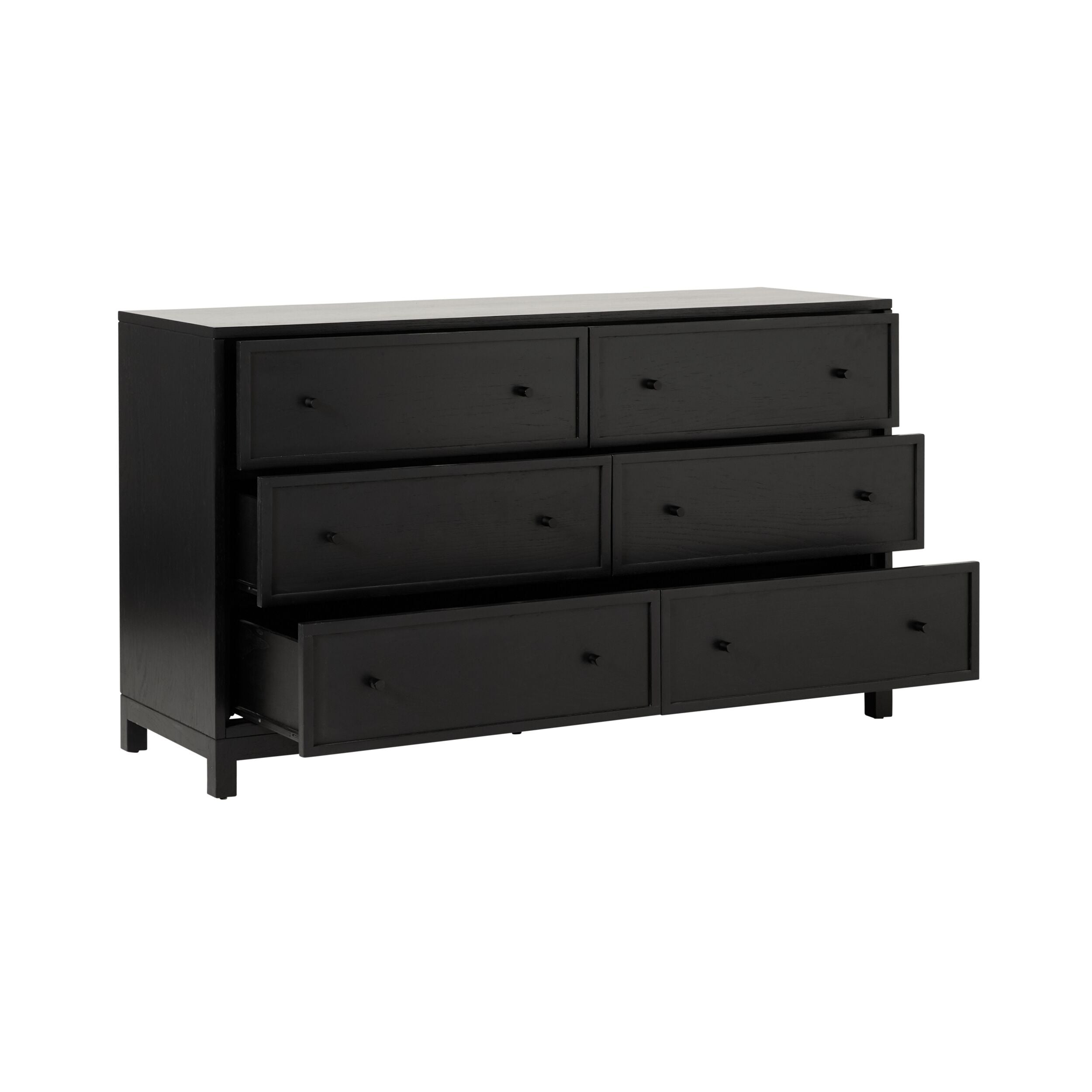 Avalon 6-Drawer Dresser Chest - Black Wooden Bedroom Storage Furniture for Clothes, Blankets & Organizing