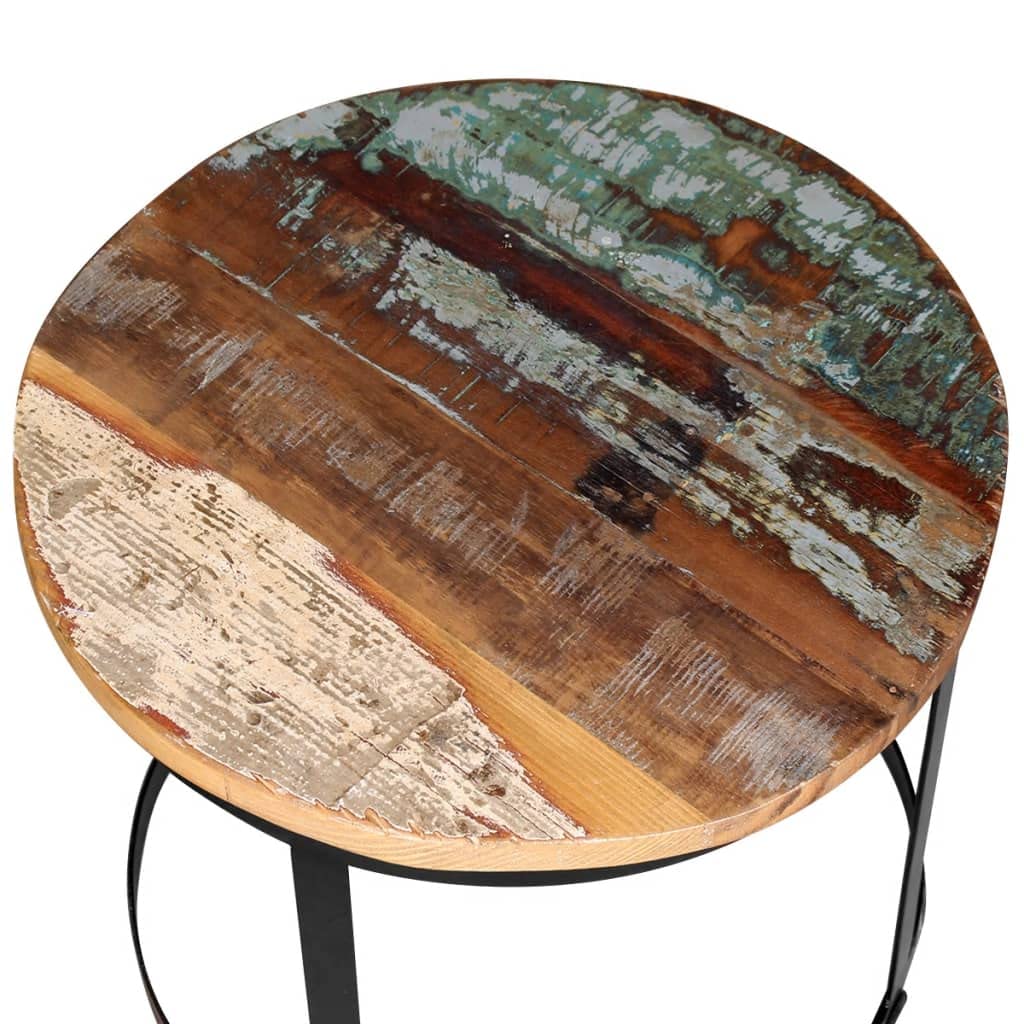 CHARMMA Nesting 2-Piece Round Coffee Table Set - Rustic Reclaimed Wood & Iron Frame - Easy Assembly Living Room Furniture - Perfect for Small Spaces, Apartments & Cozy Home Decor