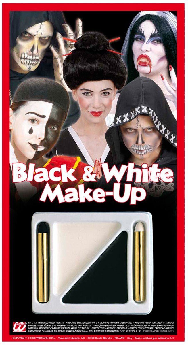 Widmann Professional Halloween Makeup Kit - White & Black Face Paint Set for Costumes, Cosplay & Theater (One Size, 4012B) - Perfect for Halloween, Parties, Theatrical Performances & Special Effects