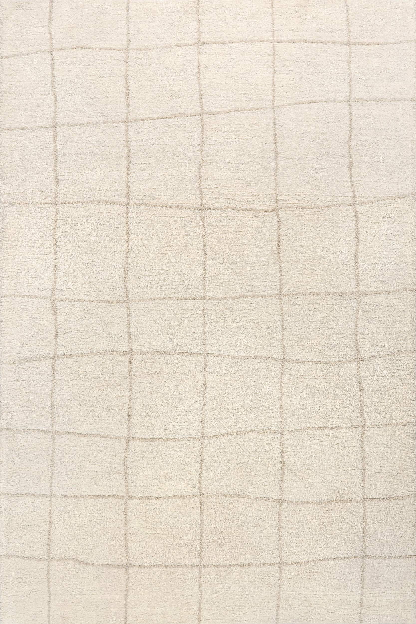 Premium Cove Checked Wool Rug - Soft Ivory Handwoven Area Rug for Living Room, Bedroom & Home Decor | Cozy & Stylish Floor Covering