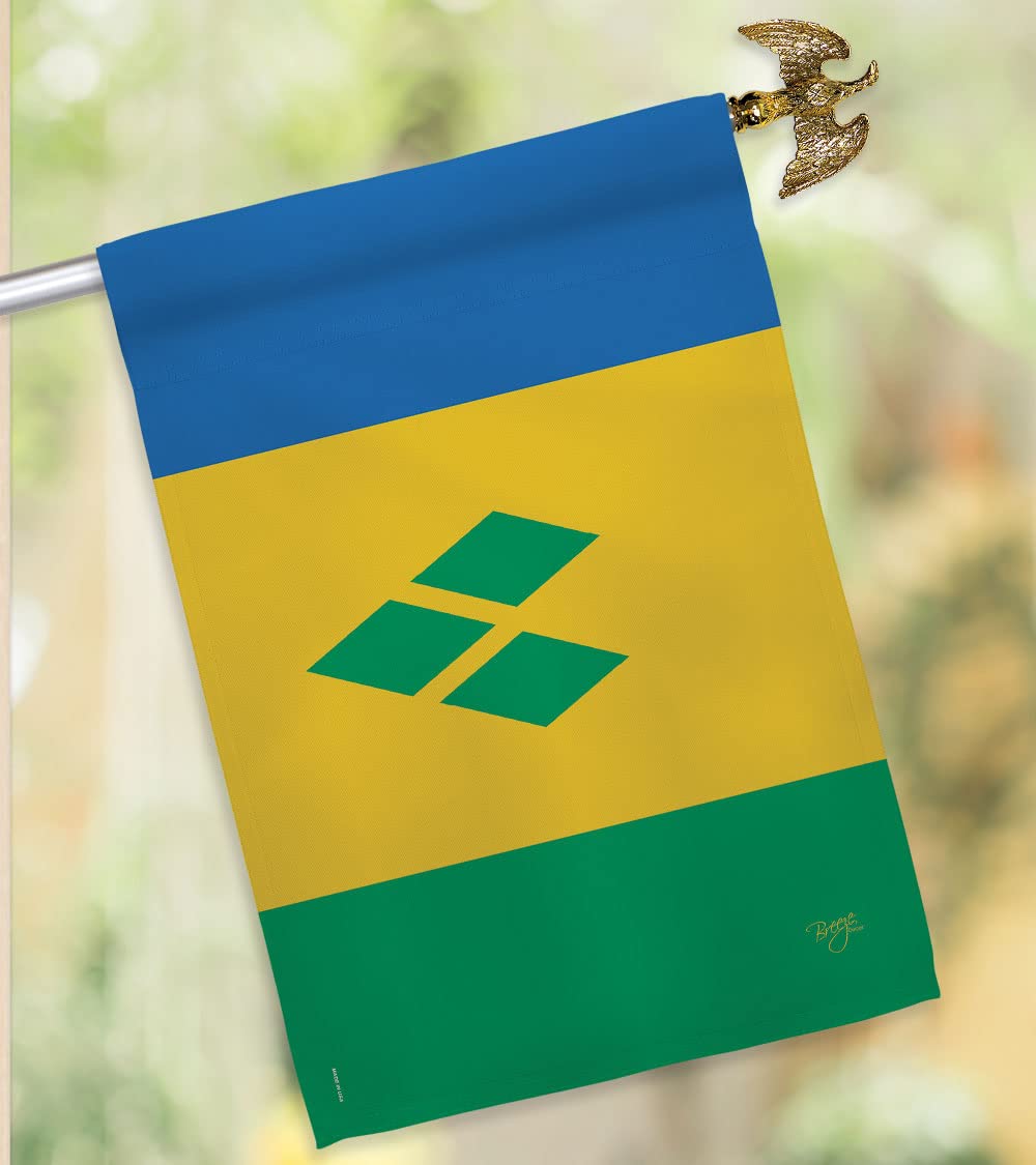 Saint Vincent Flag 28x40in - Decorative House Flag Set with Pole for Outdoor & Indoor Decor