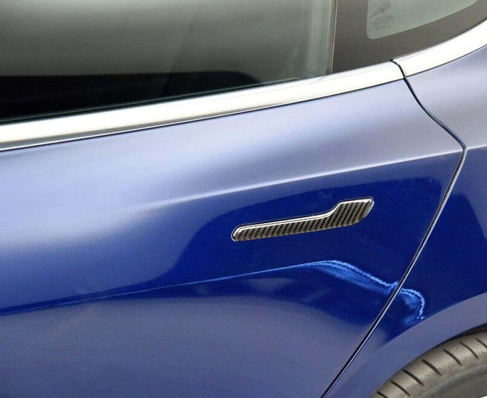 4-Piece Carbon Fiber Side Door Push Handle Cover Trims for Tesla Model 3 (2017-2023) - Premium Interior Accessories for Car Enthusiasts & Style Upgrade