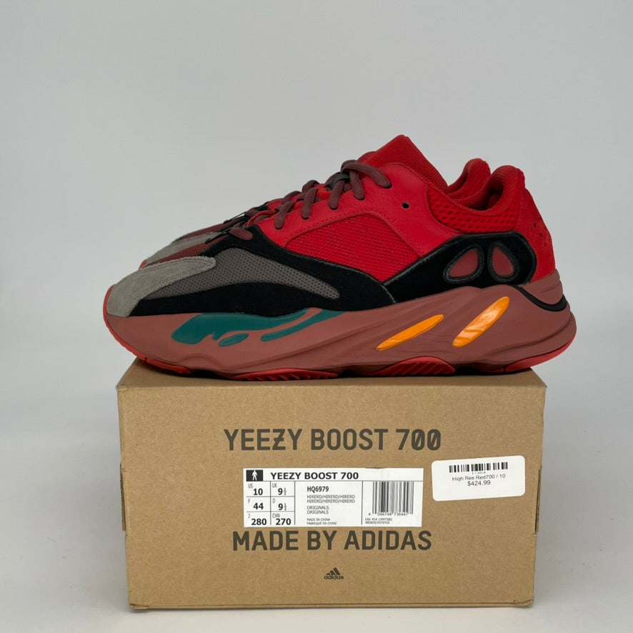 Adidas Yeezy Boost 700 Hi-Res Red Sneakers - Men's Size 10 / Women's Size 11.5 (HQ6979) | Comfortable Running Shoes for Gym, Casual Wear & Street Fashion